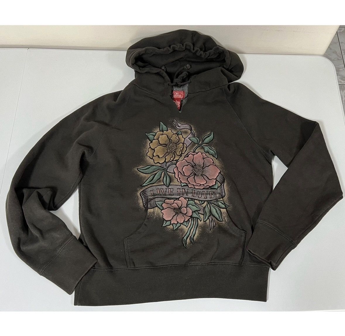 Lucky Brand Lucky Brand ‘Live in Love’ Y2K Sweatshirt Hoodie Size L 🌹✨ Size L / US 10 / IT 46 - 3 Thumbnail