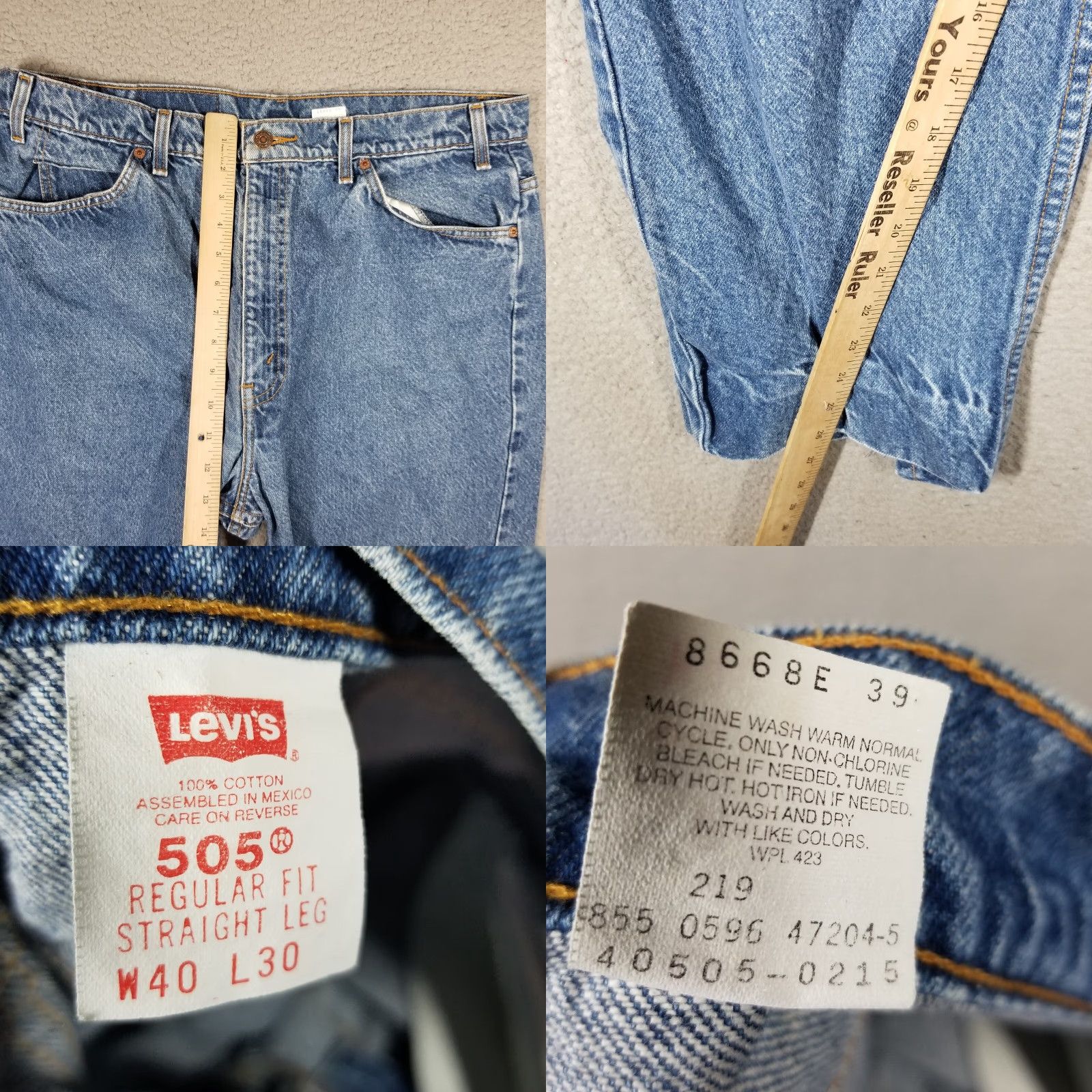 Levi's VINTAGE Levi’s 505 Jeans Orange Tab Straight Fit Denim Blue 36x27 Mens 90s USA Orange Tab 5-Pocket Jeans Size US 36 / EU 52 - 8 Thumbnail