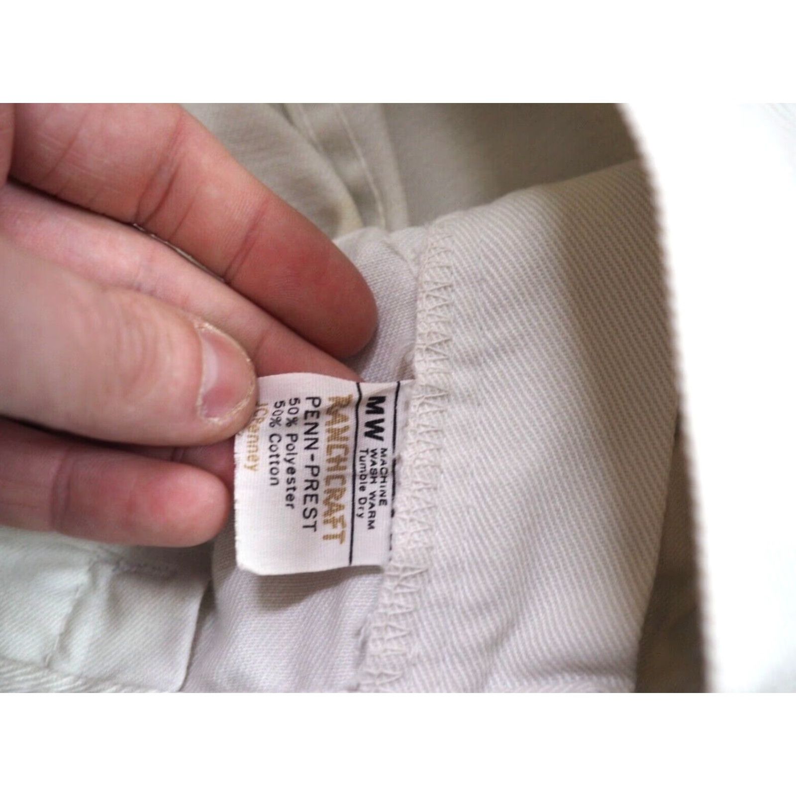 JCPenney VTG 70s Penneys Ranchcraft White Twill Western Cowboy Pants 29x28 Men’s/Mens Regular Casual 1970s Inseam 28 White Twill Western Look Size US 29 - 5 Thumbnail