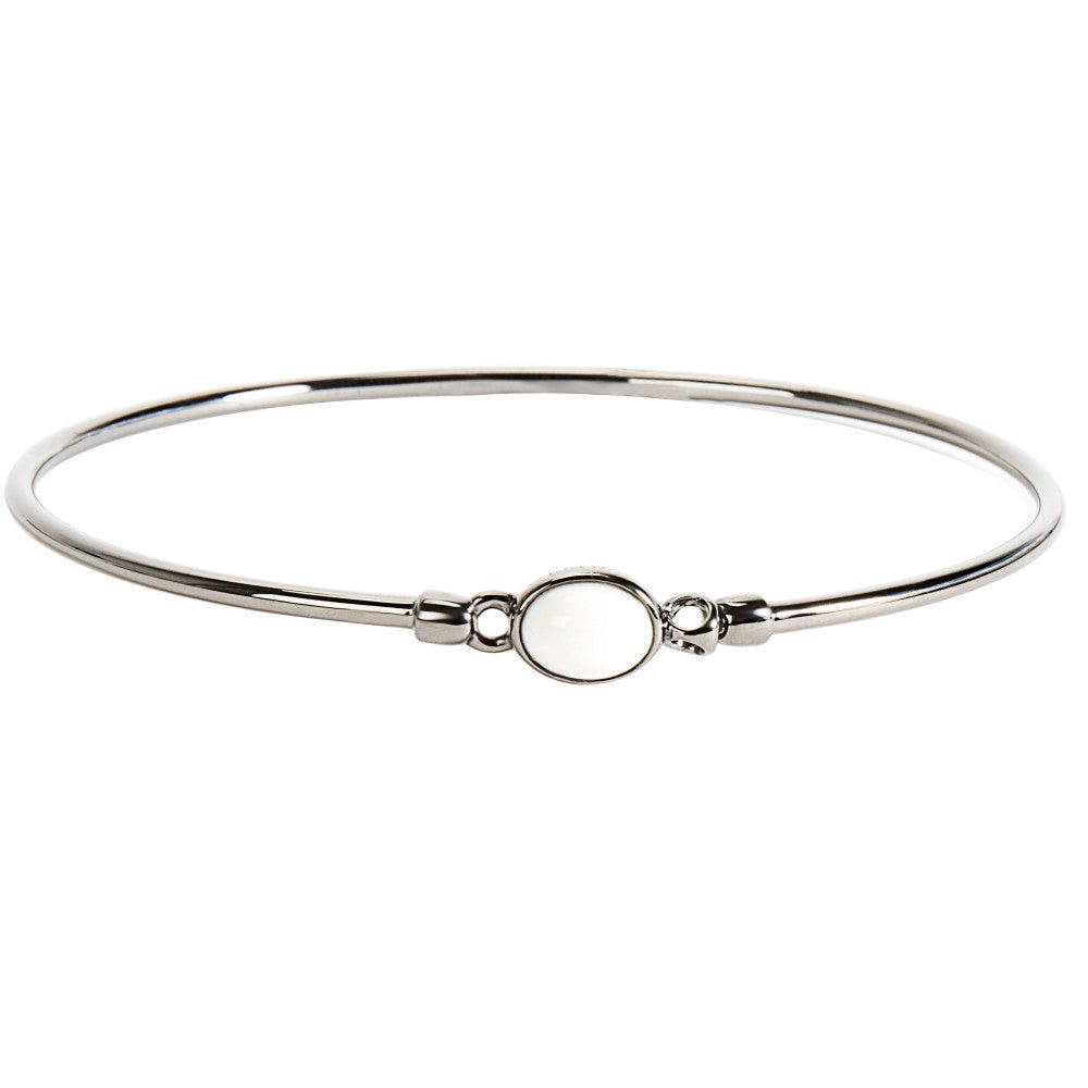 Di Modolo White Agate Bangle Bracelet in Plated Black Rhodium MSRP 475
