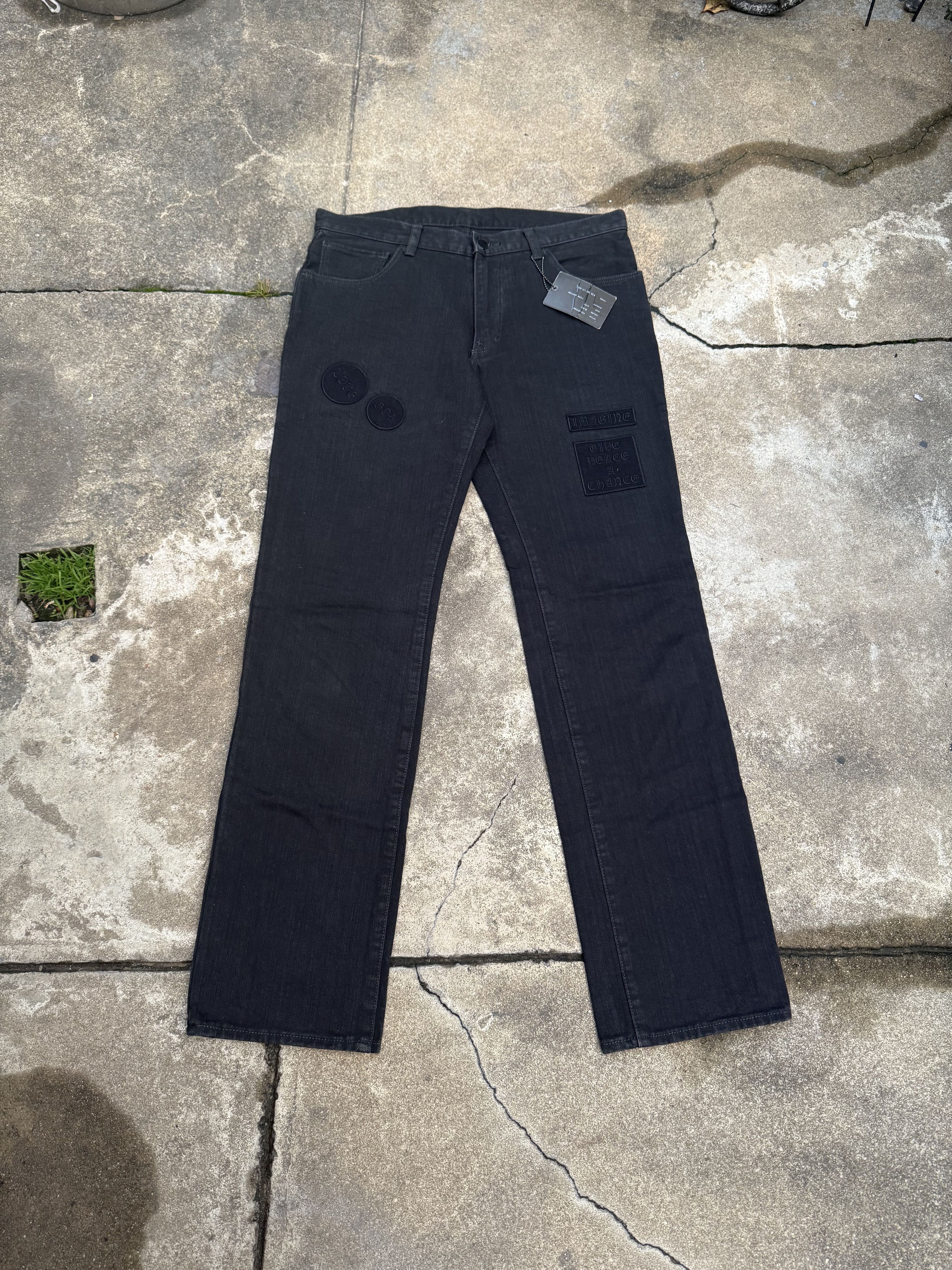 Number (N)ine AW04 "Give Peace A Chance" Patchwork Denim Size US 32 / EU 48 - 1 Thumbnail