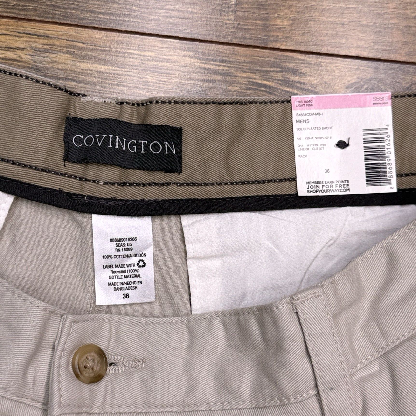 Vintage Covington Covington Pleated Front Shorts Mens 36 Beige High Rise New Long Size US 36 / EU 52 - 3 Thumbnail