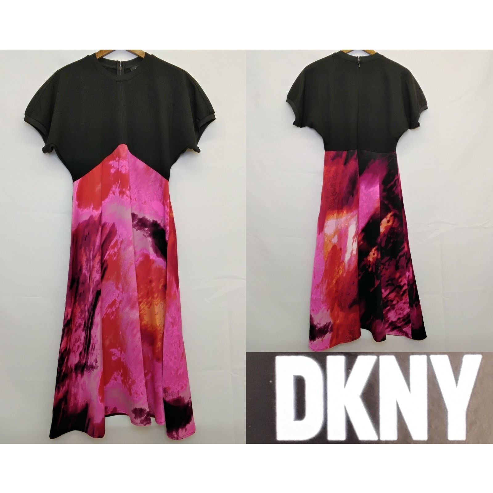 DKNY DKNY Maxi Dress Women's XS Black and Pink Short Sleeve NWT Size XS / US 0-2 / IT 36-38 - 1 Thumbnail