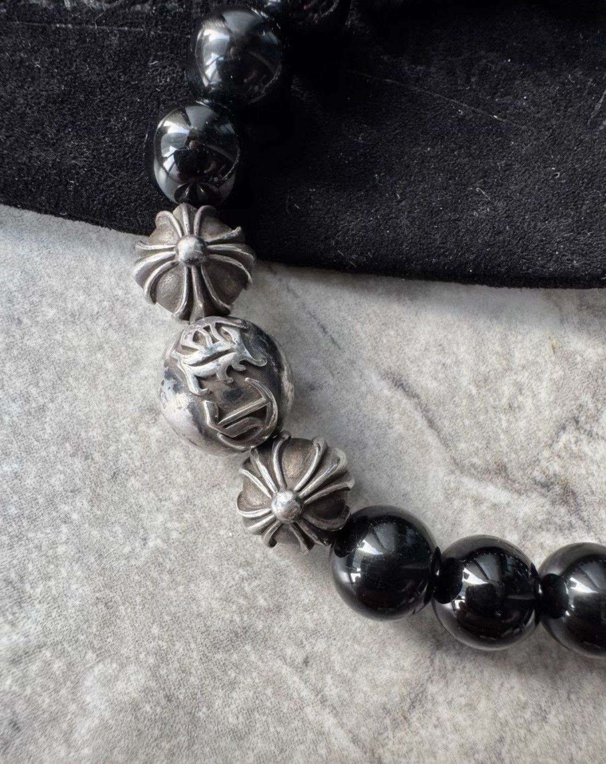 Chrome Hearts Chrome Hearts Eight Silver Beads & Obsidian Bracelet Size ONE SIZE - 2 Thumbnail