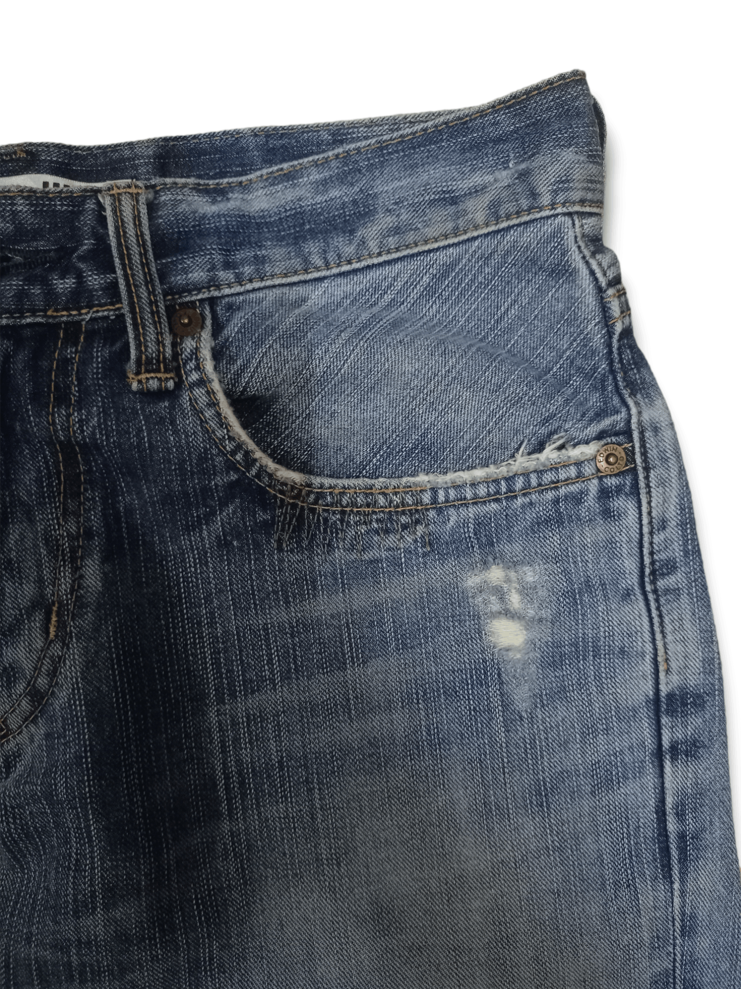 Edwin × Japanese Brand Exclusive Vintage Edwin XV Blue Wash Distressed Flare Jeans Size US 30 / EU 46 - 5 Thumbnail