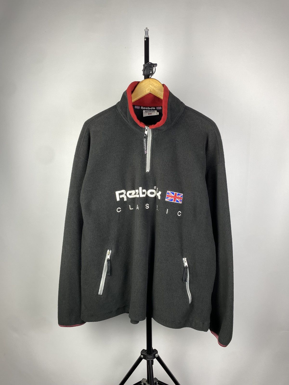 Reebok × Vintage Vintage 90s Reebok BIG LOGO Fleece 1/4 Sweatshirt Size US XL / EU 56 / 4 - 1 Thumbnail