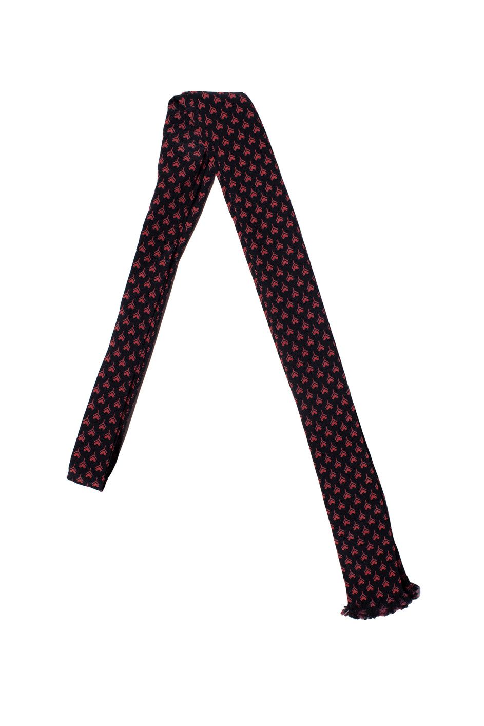 Saint Laurent Paris Saint Laurent, heart print scarf tie with raw edges Size ONE SIZE - 1 Thumbnail
