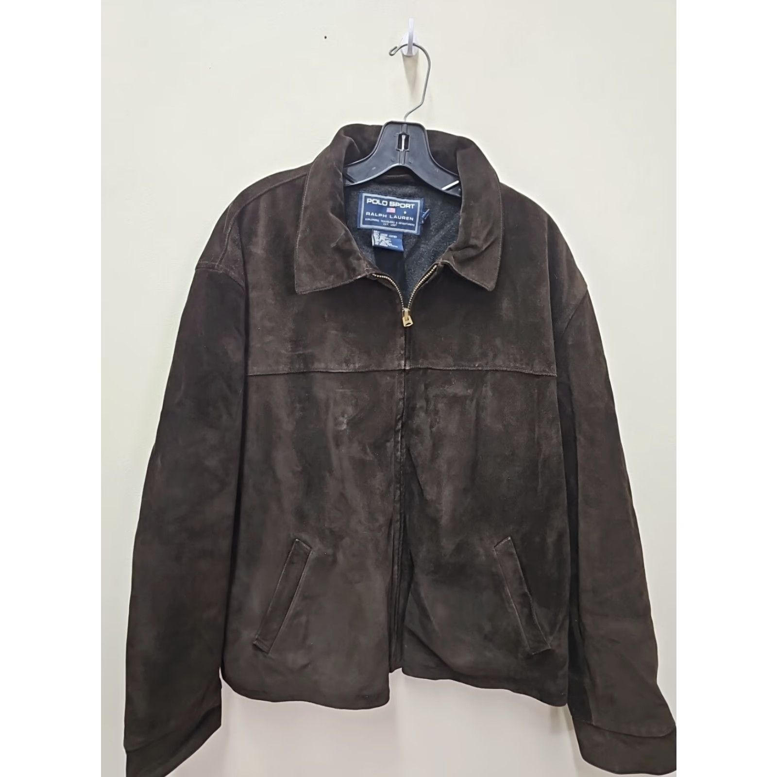 Ralph Lauren VTG POLO SPORT Ralph Lauren Brown Distressed Suede Leather Jacket Men XL Leather Jacket Vintage Size US XL / EU 56 / 4 - 2 Thumbnail