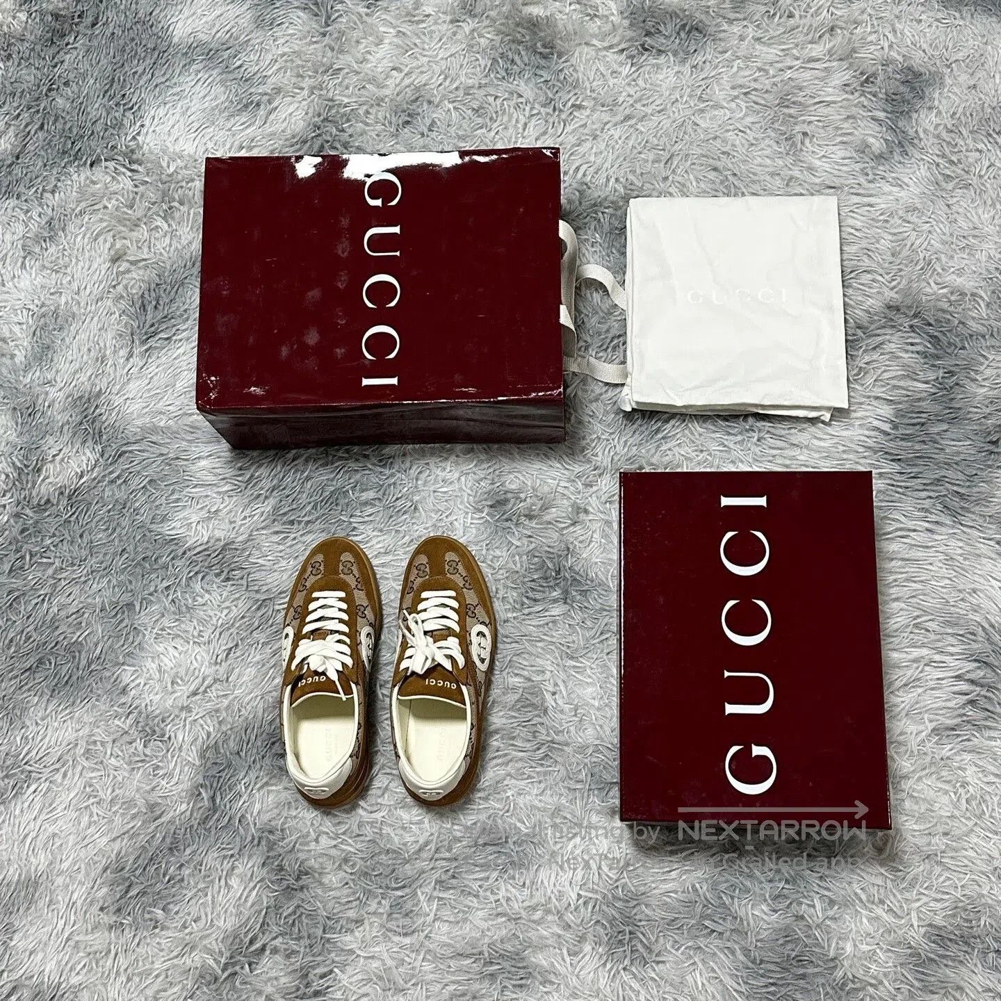 Gucci gucci brown low-top lace-up sneakers for women. Size US 7 / IT 37 - 9 Thumbnail