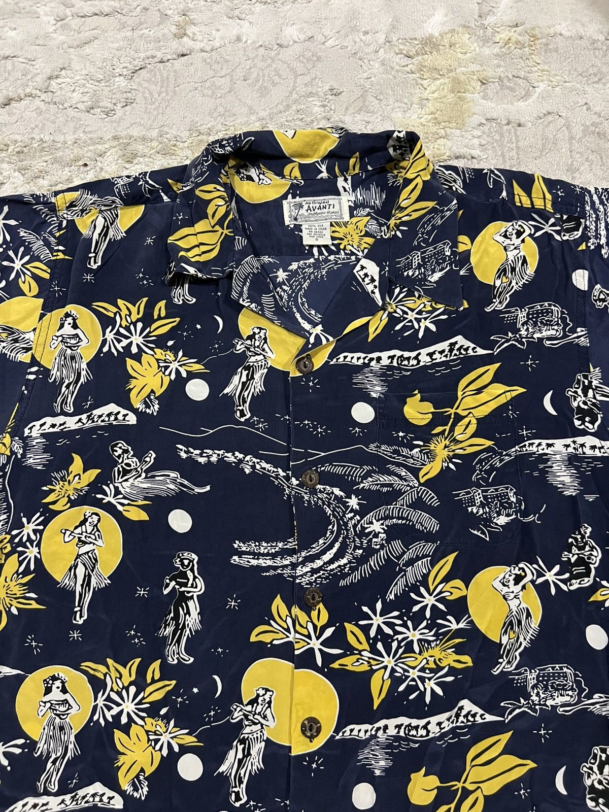 SikSilk Vintage 1960s "Hula Moon" Motif Avanti Silk Hawaiian Shirt Size US M / EU 48-50 / 2 - 2 Thumbnail
