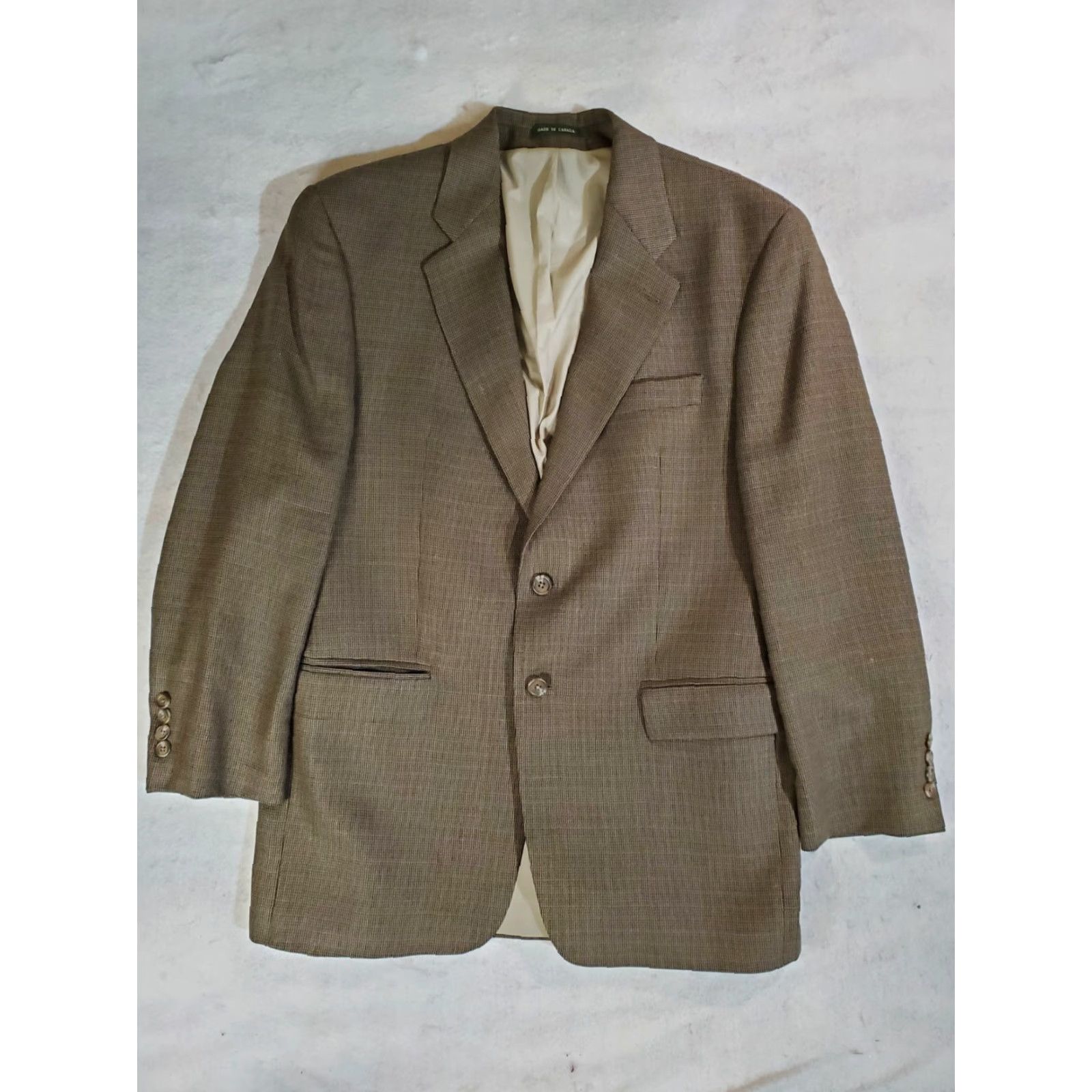 Vintage RALPH LAUREN Signature 100% Wool Jacket Brown/Gray Check 40R Mens Size US XXS / EU 40 - 2 Thumbnail