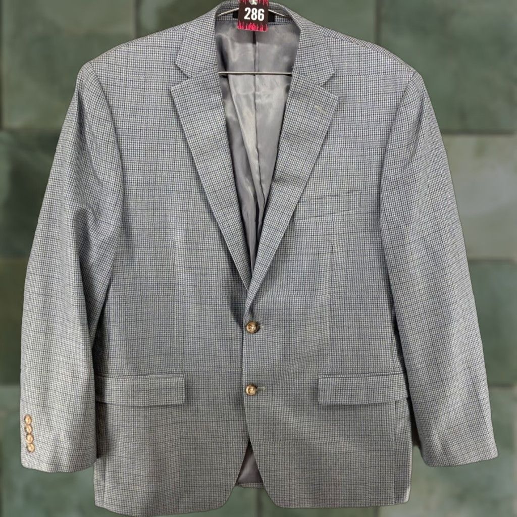 Ralph Lauren Lauren Ralph Lauren Blazer Mens 42r Check Blue Silk Blend Jacket 2-Button Single-Breast Men’s Size 42 Size 42R - 1 Thumbnail