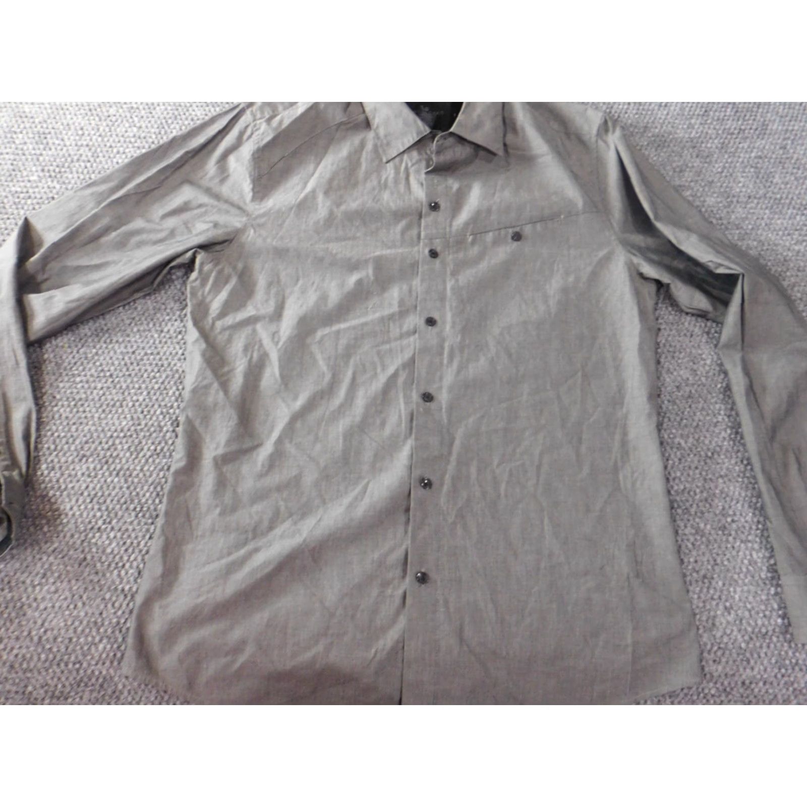 Marcs Marc Ecko Mens Shirt Medium Gray Logo Classic Logo Button-Up Short Sleeve Collared Camp Casual Western 90s? Size US M / EU 48-50 / 2 - 4 Thumbnail