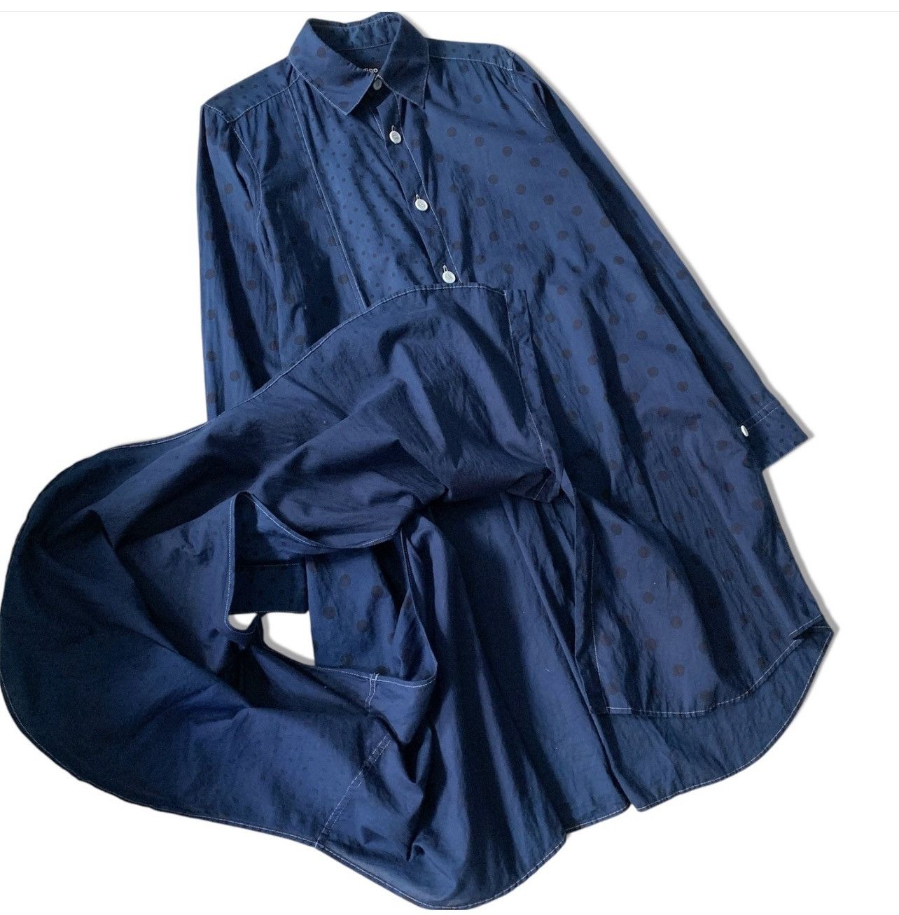 Yohji Yamamoto Y's Indigo (Yohji Yamamoto) Asymmetric Cut Drape Long Shirt Size M / US 6-8 / IT 42-44 - 6 Thumbnail