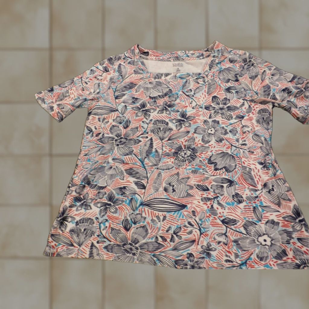Croft & Barrow Croft & Barrow Womens Blouse XL pink floral pullover top Size XL / US 12-14 / IT 48-50 - 1 Thumbnail
