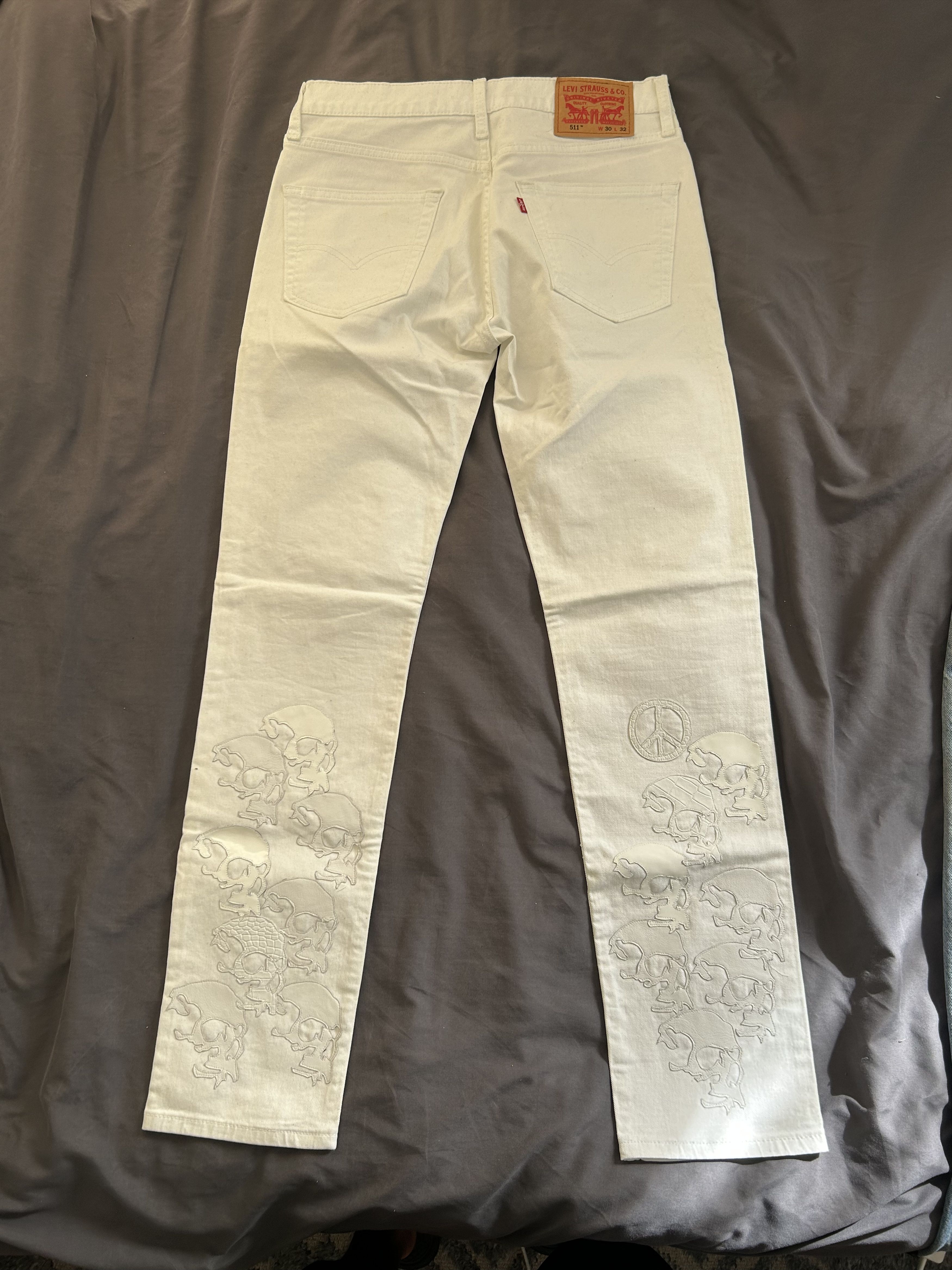 BV By Bodega Vengeance - Peace Over Chaos "White Out" Jeans Size US 30 / EU 46 - 5 Thumbnail