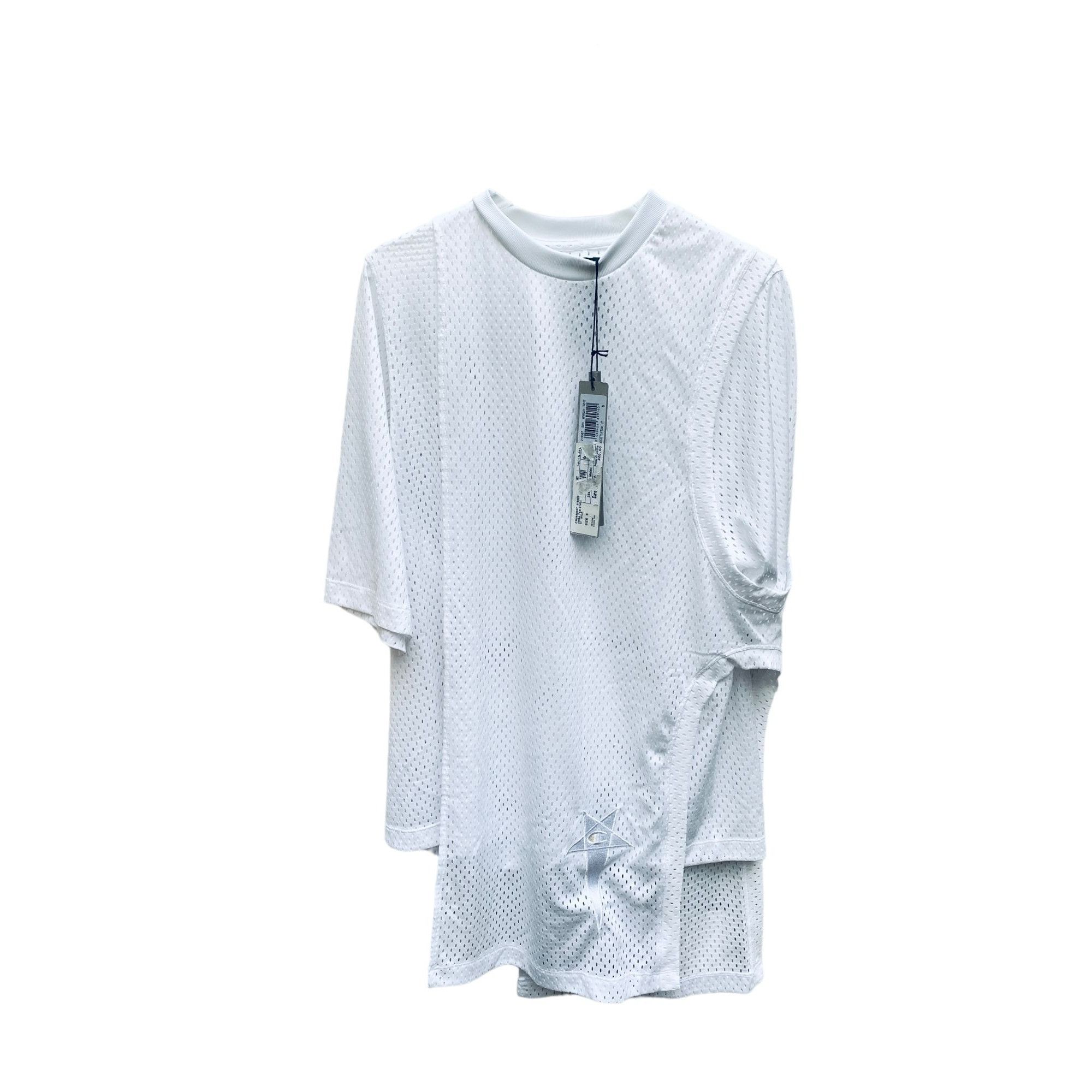 image of Rick Owens Oversized Milk Color Tonga Mesh T-Shirt in White, Men's (Size Small)