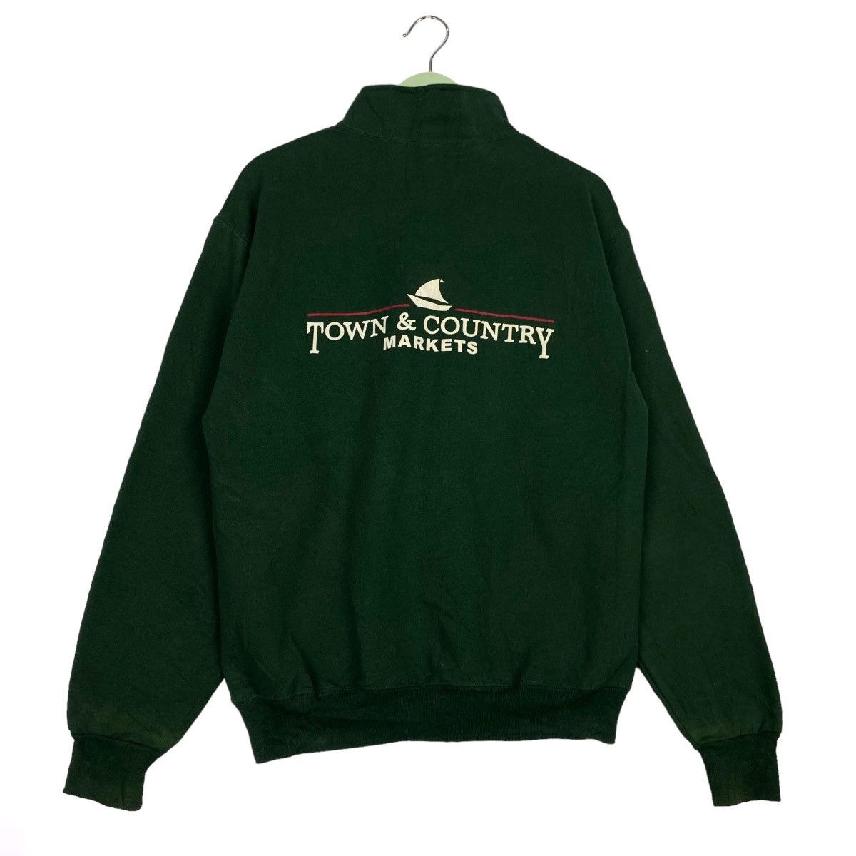 Vintage Super Sweats Town&country Big Embroidered Quater Zip