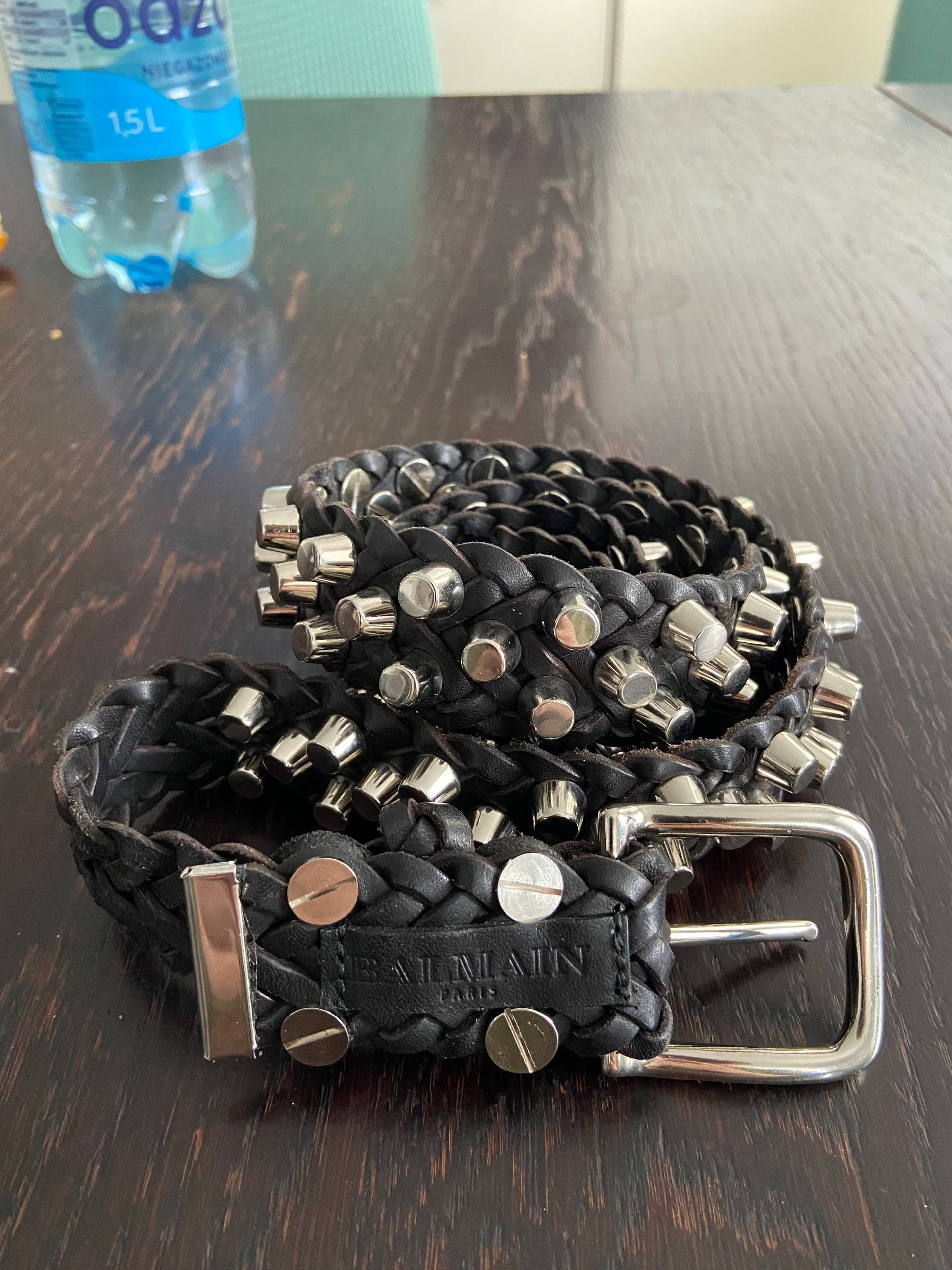 Balmain braided leather studded bullet inserts belt 2010s