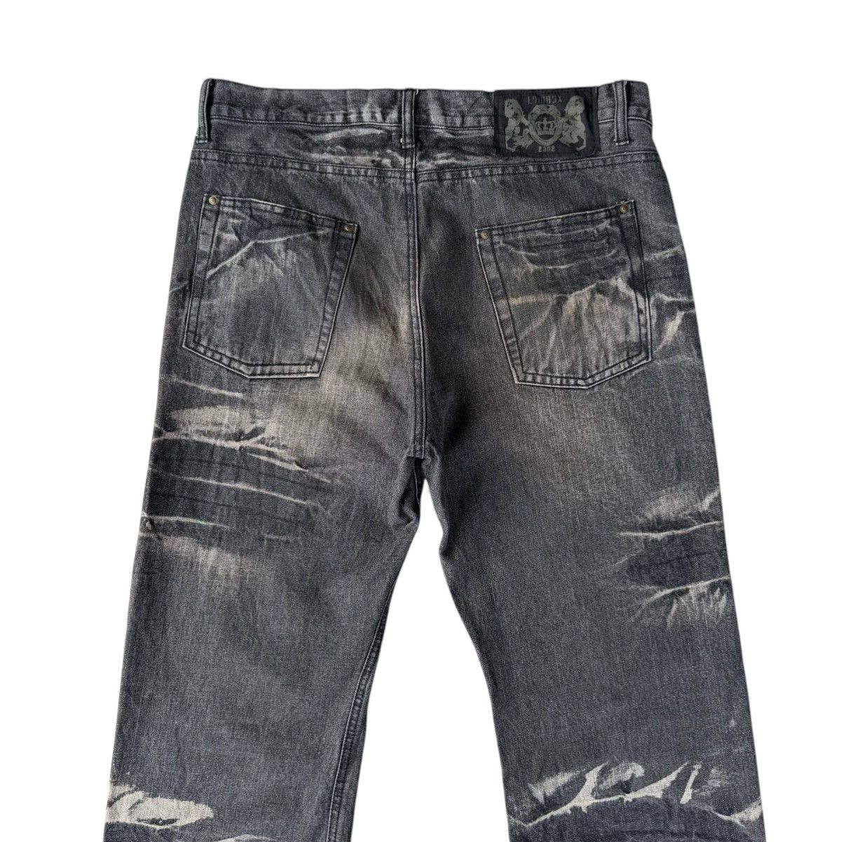 LOWBOX Archival LOWBOX Distressed Mud-Wash Denim Faded Black Grunge Size US 32 / EU 48 - 12 Thumbnail