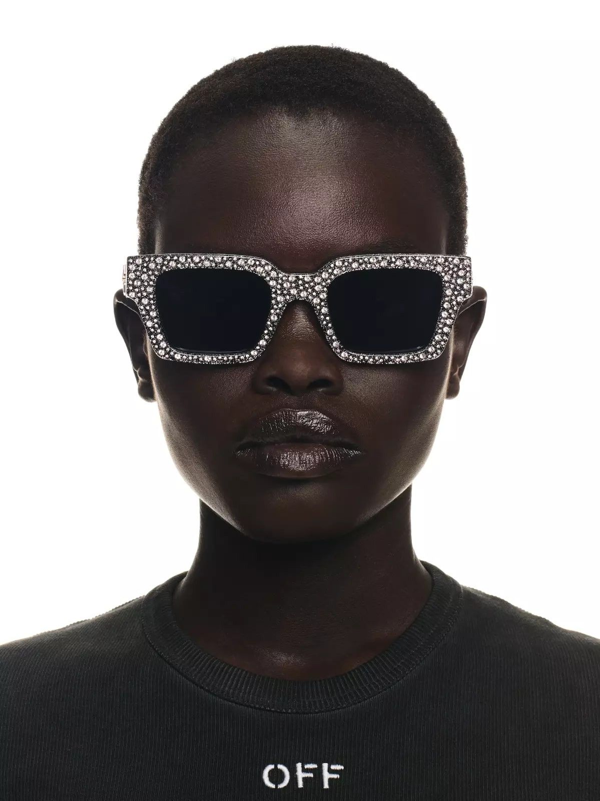 Off-White OFF-WHITE OERI126M Crystal Strass Stud Black Sunglasses 126 Size ONE SIZE - 11 Thumbnail