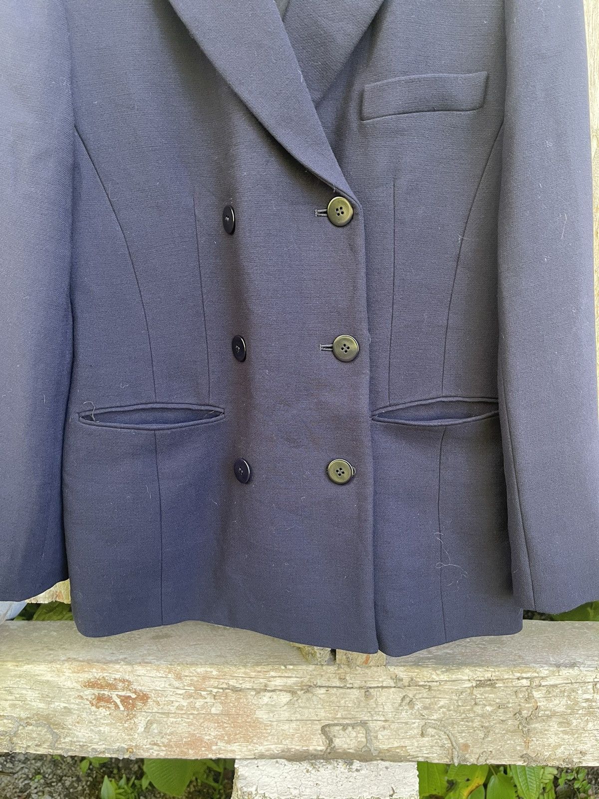 Designer Donna Karan Signature Navy Double-Breasted Blazer Size XS / US 0-2 / IT 36-38 - 3 Thumbnail