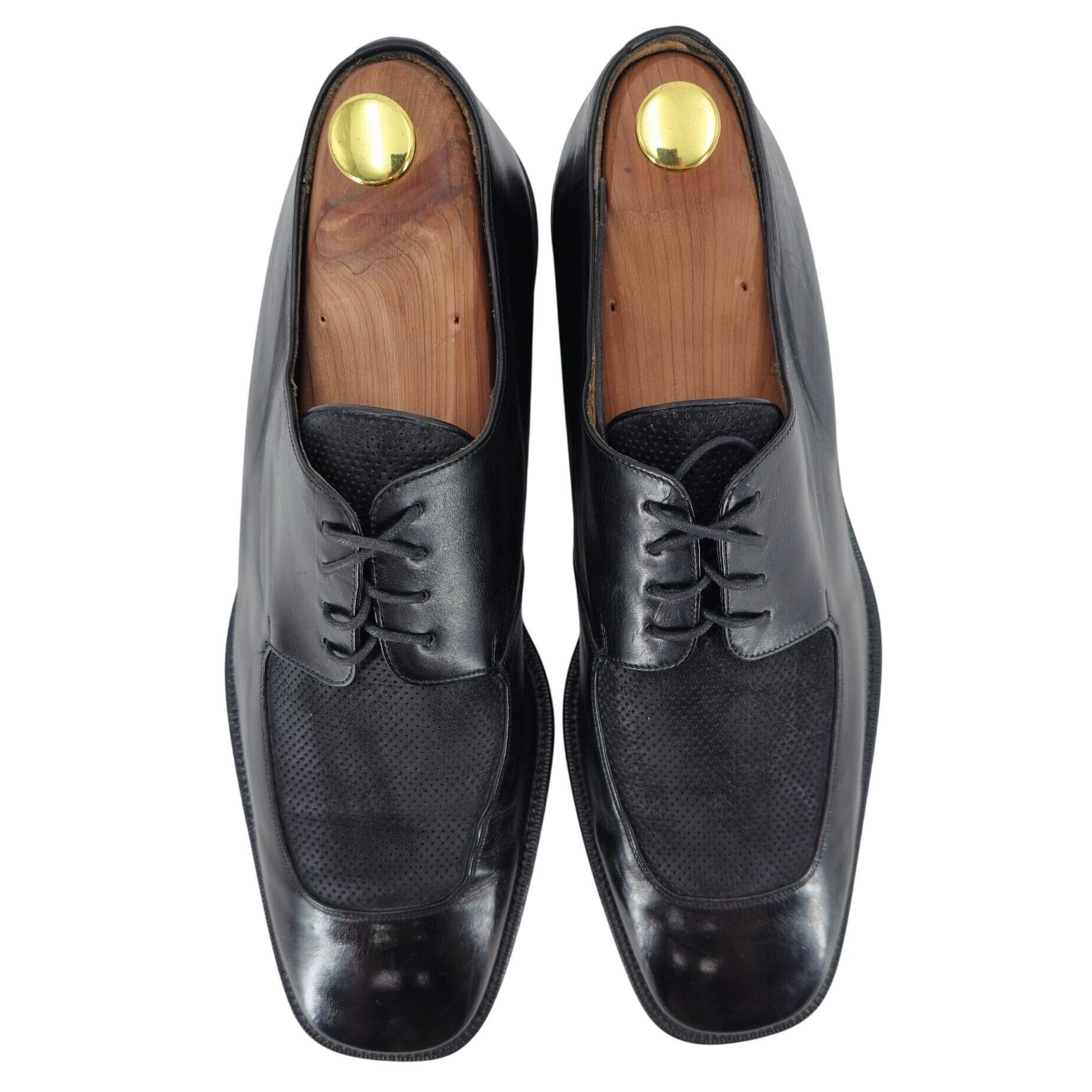Mezlan Mezlan Spain Mens 12 Black Leather Suede Dress Shoes Derby Size US 12 / EU 45 - 8 Thumbnail
