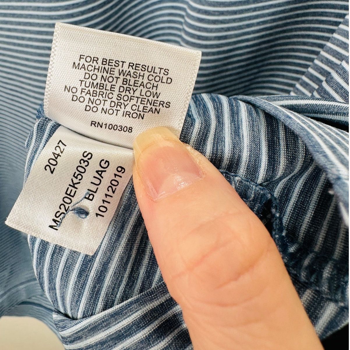 Peter Millar Peter Millar Light Blue & Blue Jean Stripe Short Sleeve L Size US L / EU 52-54 / 3 - 8 Thumbnail