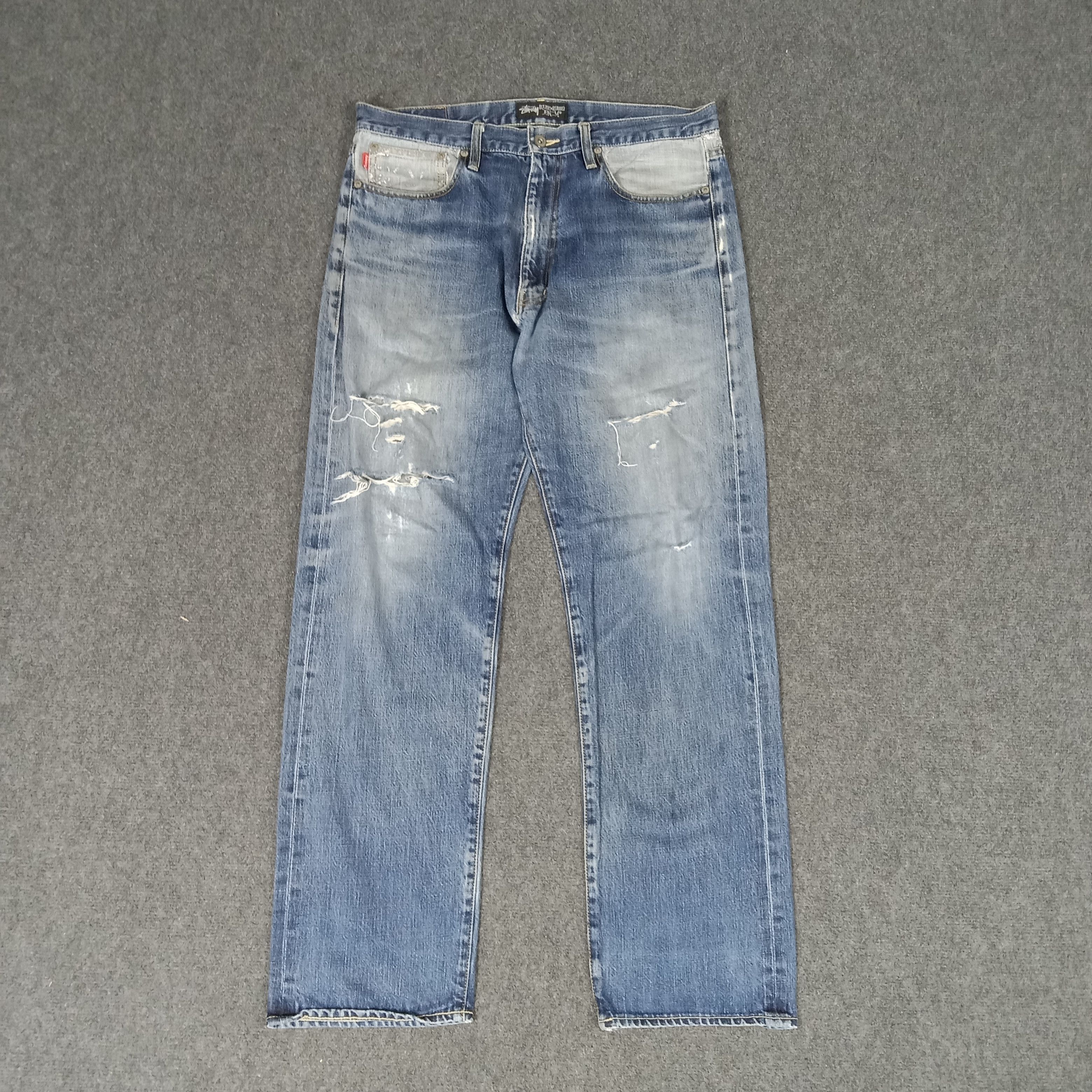 Stussy × Vintage Stussy American Streetwear Style Distressed Jeans Size US 34 / EU 50 - 5 Thumbnail