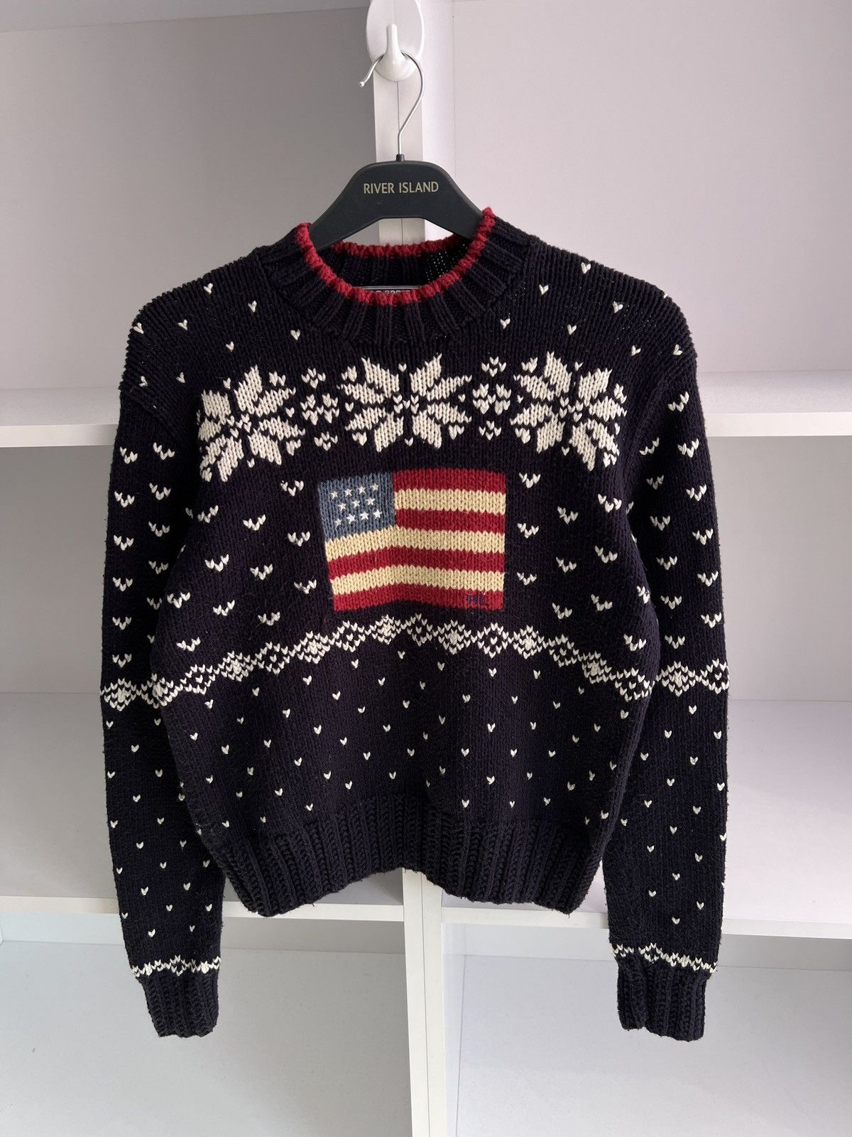 Polo Ralph Lauren × Ralph Lauren Sport × Vintage Vintage Polo Sport Sweater Women’s Navy American Flag Size M / US 6-8 / IT 42-44 - 6 Thumbnail