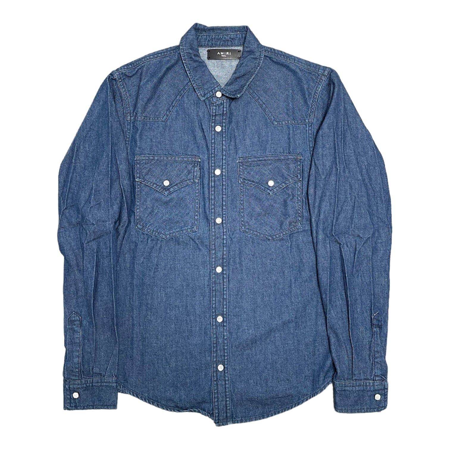Amiri Amiri Denim Button Up Shirt Indigo Size US S / EU 44-46 / 1 - 1 Thumbnail