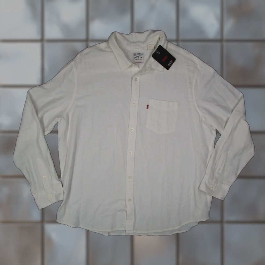 Tommy Bahama Levis Shirt Mens 2XL XXL White Linen Blend Button Up Long Sleeve Size US XXL / EU 58 / 5 - 1 Thumbnail