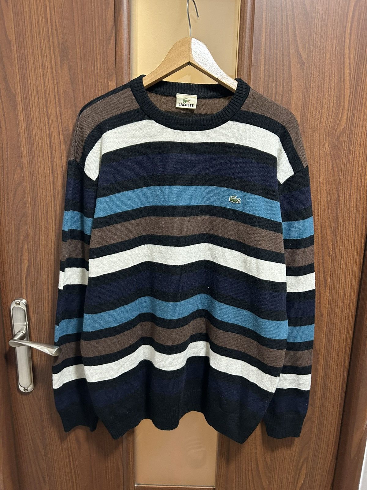 Vintage 2000’s Lacoste Crewneck Striped Knitted Sweater Y2K