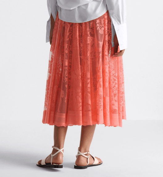 Dior o1w1db10925 441J75 Midi Skirt in Coral Size 26" / US 2 / IT 38 - 7 Thumbnail