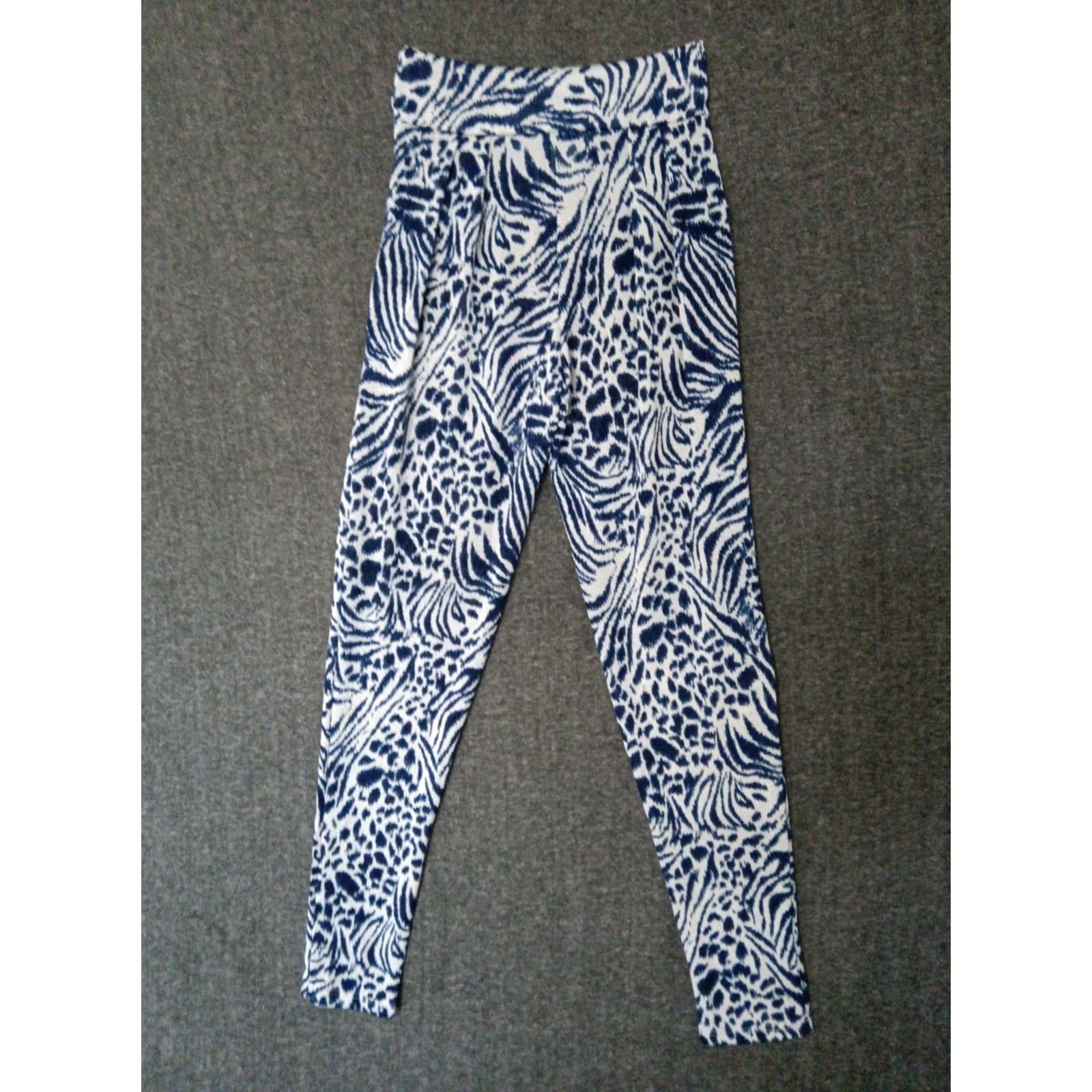 Vintage Codigo Animal Print Leggings Woman Blue/White XS S? Size 28" / US 6 / IT 42 - 2 Thumbnail