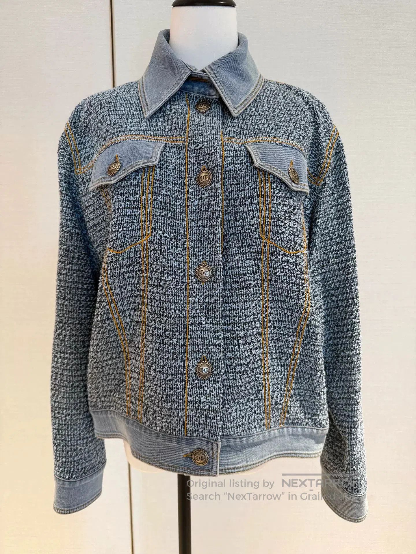 Chanel Chanel 18P Blue Denim Woven Jacket. Size S / US 4 / IT 40 - 1 Thumbnail