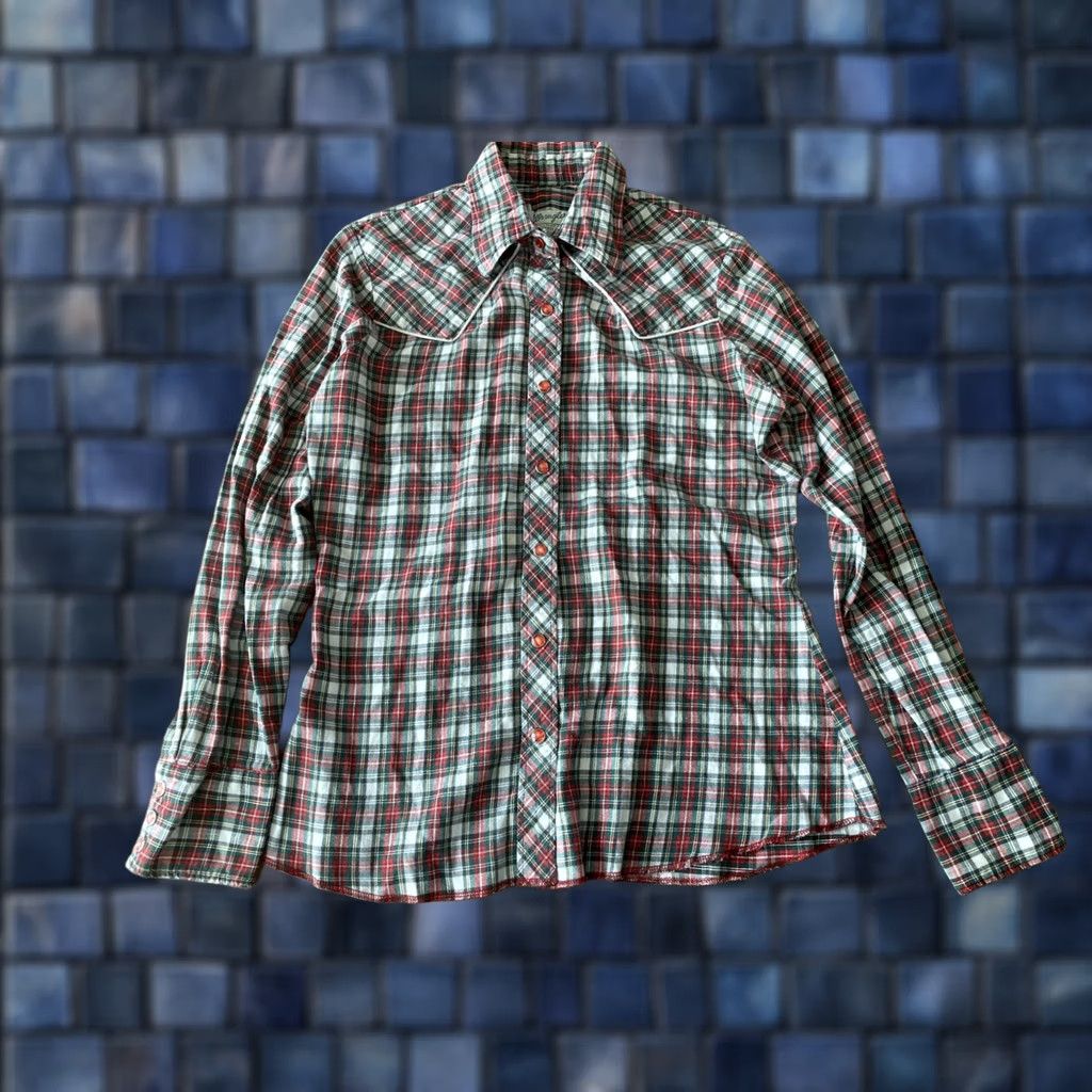 Wrangler VINTAGE Wrangler Shirt Womens M Plaid Red Pearl Snap 80s USA Rockabilly Size M / US 6-8 / IT 42-44 - 1 Thumbnail