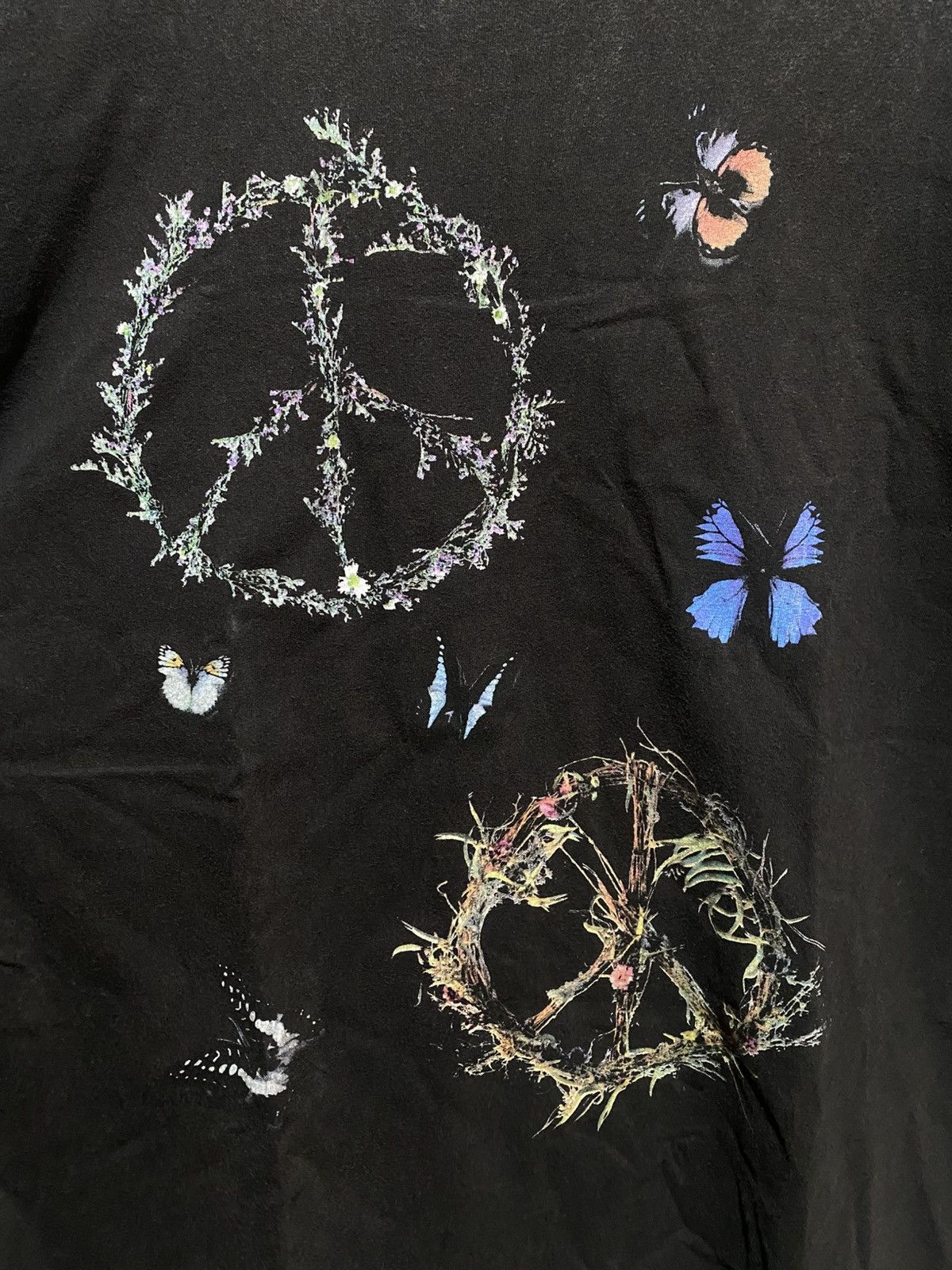Vintage Fuzz streetwear butterfly & peace overwashed tshirt Size US L / EU 52-54 / 3 - 2 Thumbnail