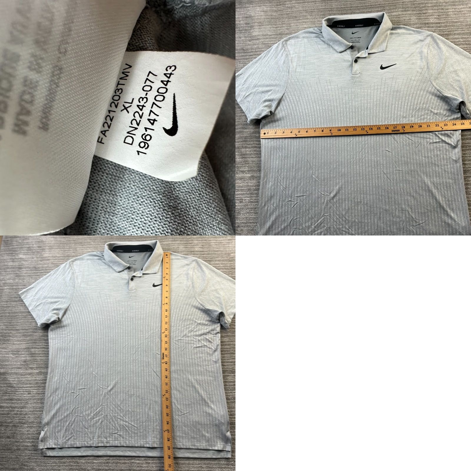 Nike Nike Dri-Fit Polo Shirt Golf Mens XL Gray Striped Size US XL / EU 56 / 4 - 8 Thumbnail
