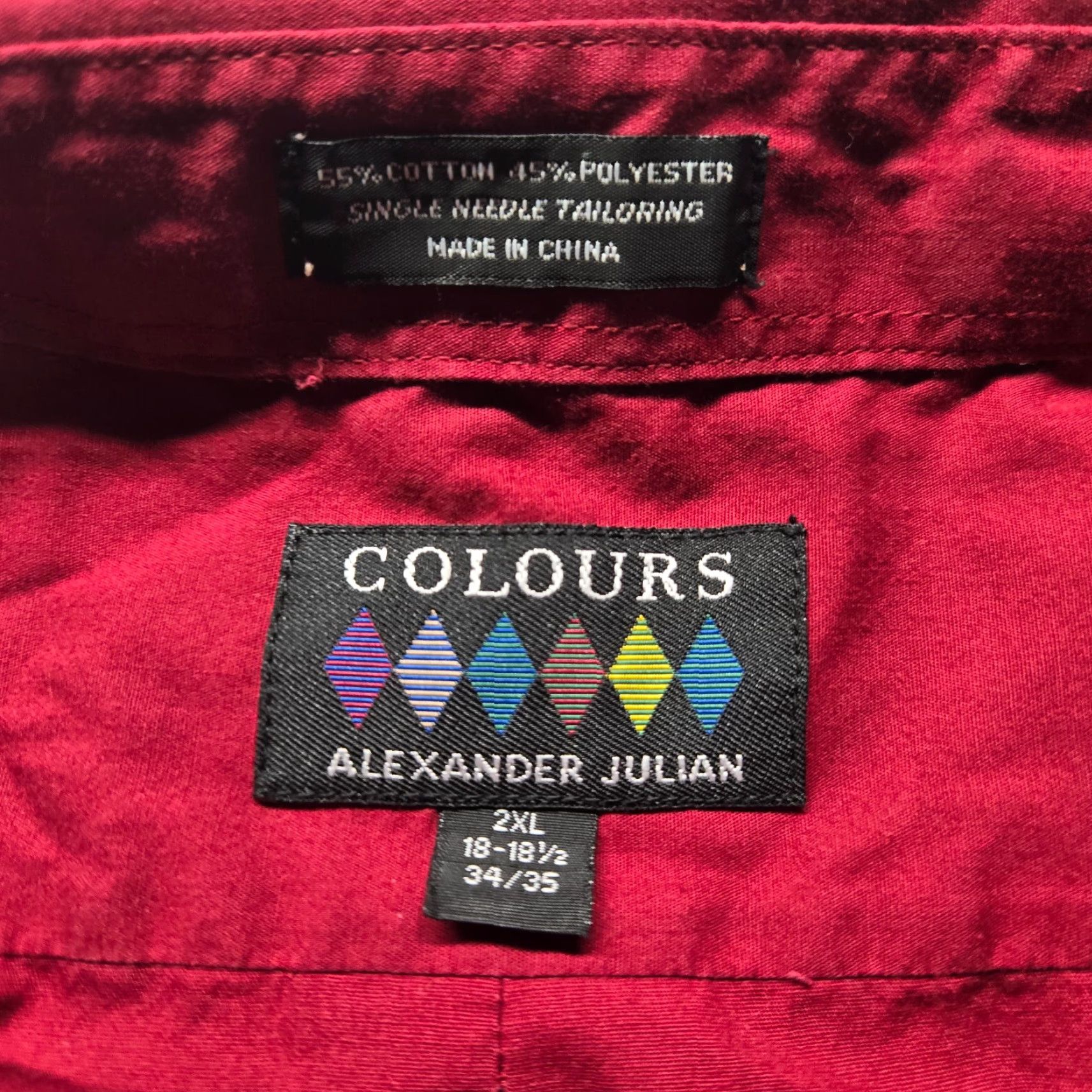 Alexander Julian Alexander Julian Shirt Button-Up Long Sleeve Mens 2XL Red Solid Size US XXL / EU 58 / 5 - 3 Thumbnail