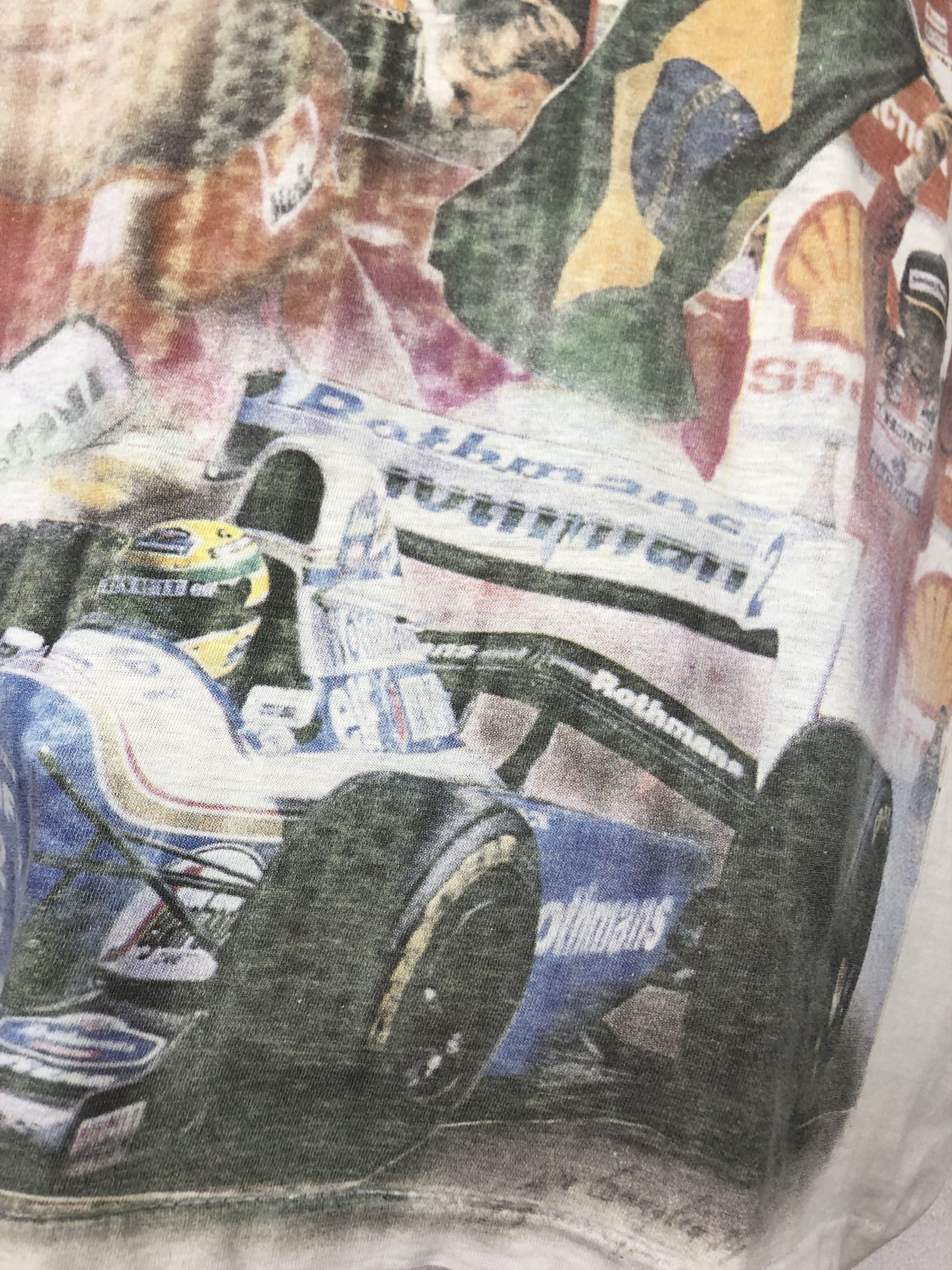 Vintage Vintage 90's Ayrton Senna Racing Tee Shirt Over Print Shirt Size US L / EU 52-54 / 3 - 3 Thumbnail