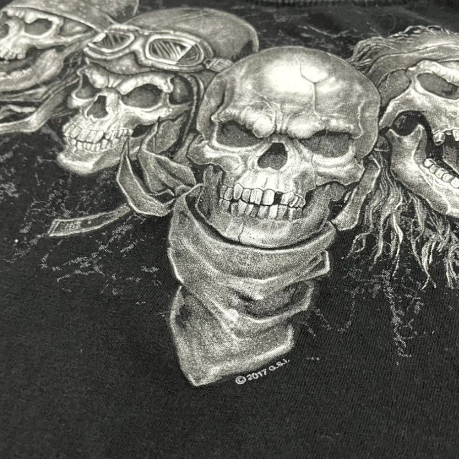 Vintage VINTAGE Hot Leathers Skull Skeleton Graphic T-Shirt Mens XL Black Grunge Punk Y2K Style Size US XL / EU 56 / 4 - 4 Thumbnail