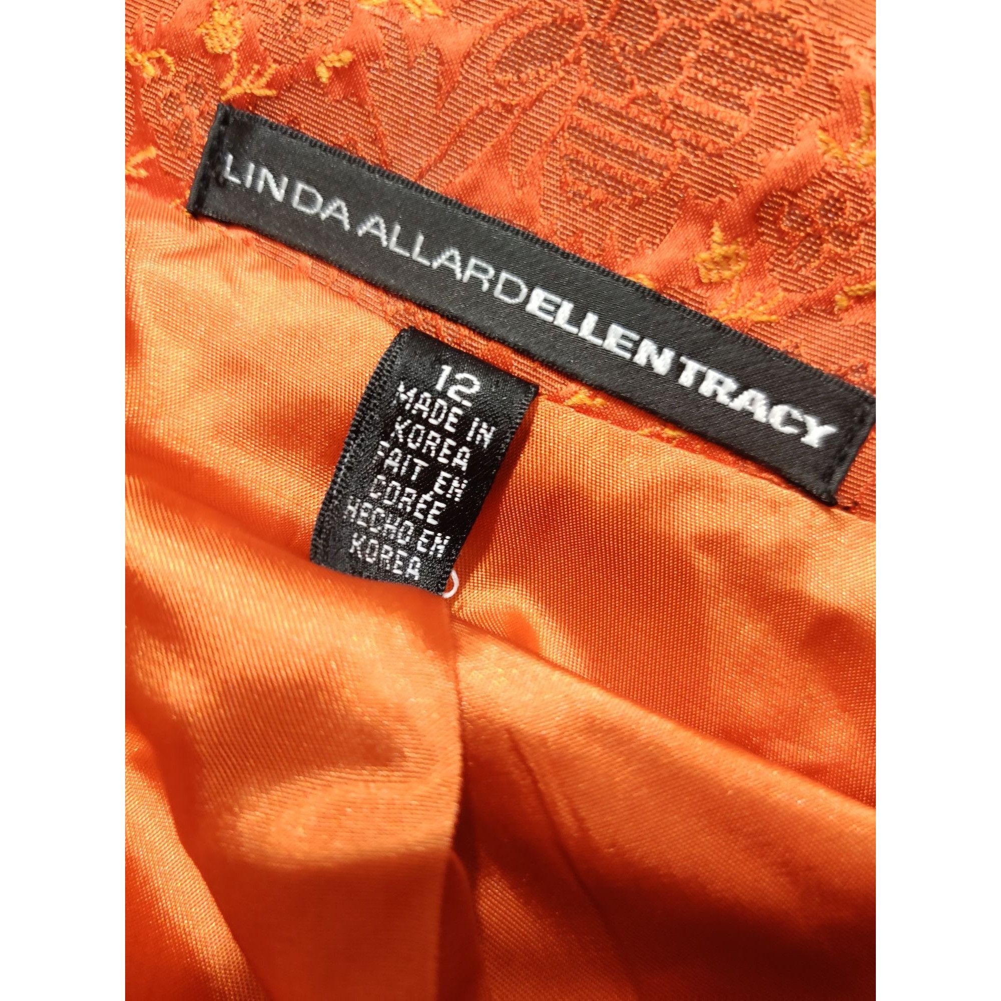 Vintage Ellen Tracy 12 Womens Blazer Orange Brocade Floral Jacquard Size XL / US 12-14 / IT 48-50 - 7 Thumbnail