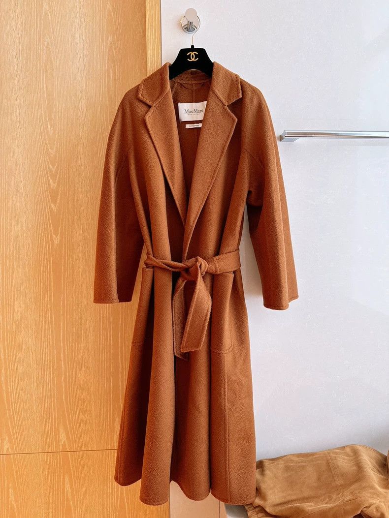 Max Mara Max Mara Caramel Water Ripple Cashmere Coat Size S / US 4 / IT 40 - 1 Thumbnail