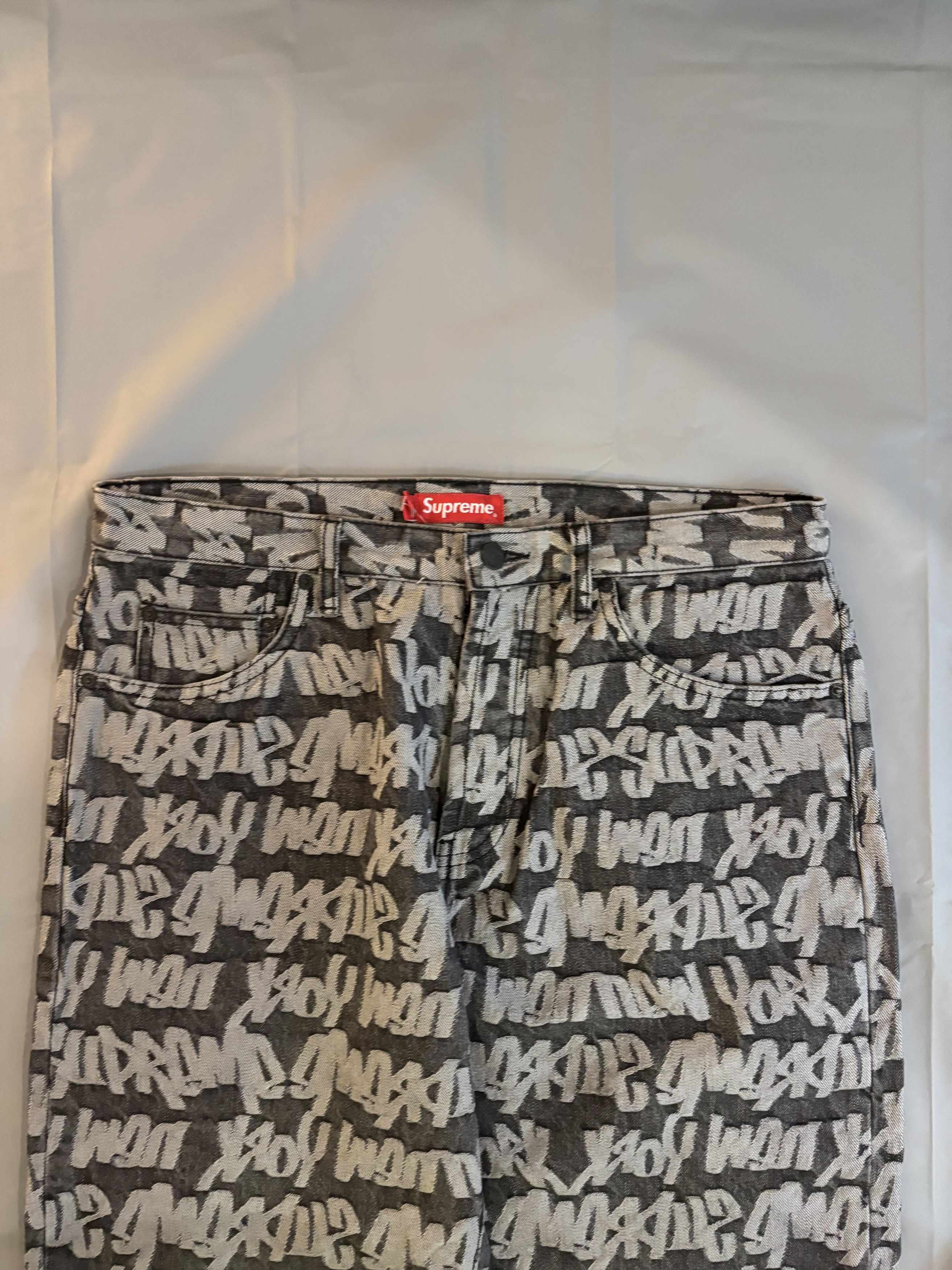Supreme Jeans Supreme monogramme gris à motifs neuf avec étiquette Size US 34 / EU 50 - 8 Thumbnail