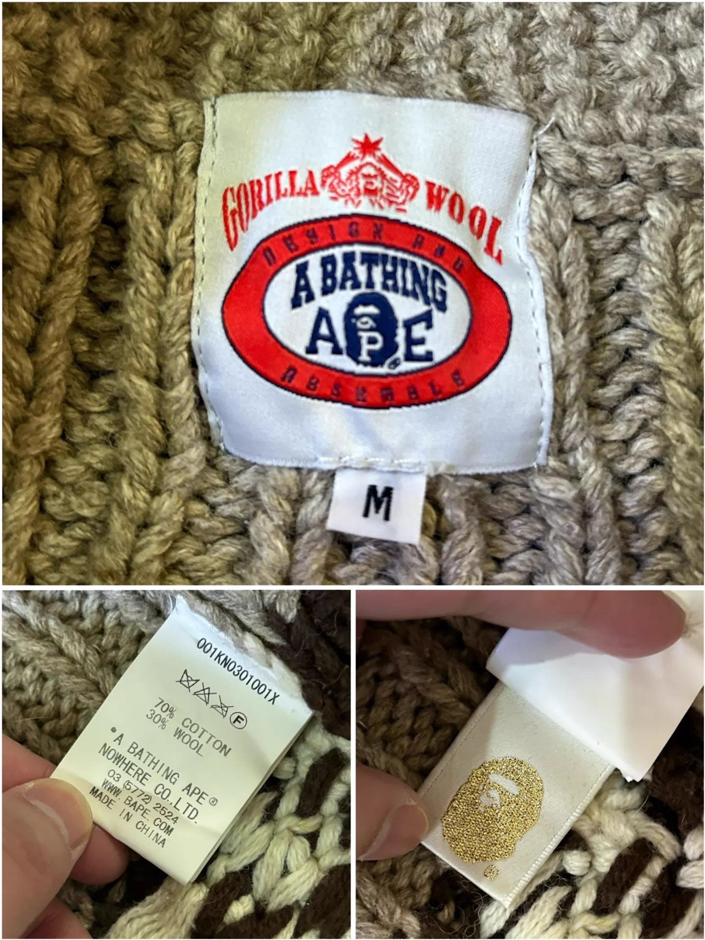 Bape BAPE HEAD KNIT WOOL WOOD BUTTON SWEATER M Nigo Era NM w/ mm Size US M / EU 48-50 / 2 - 7 Thumbnail