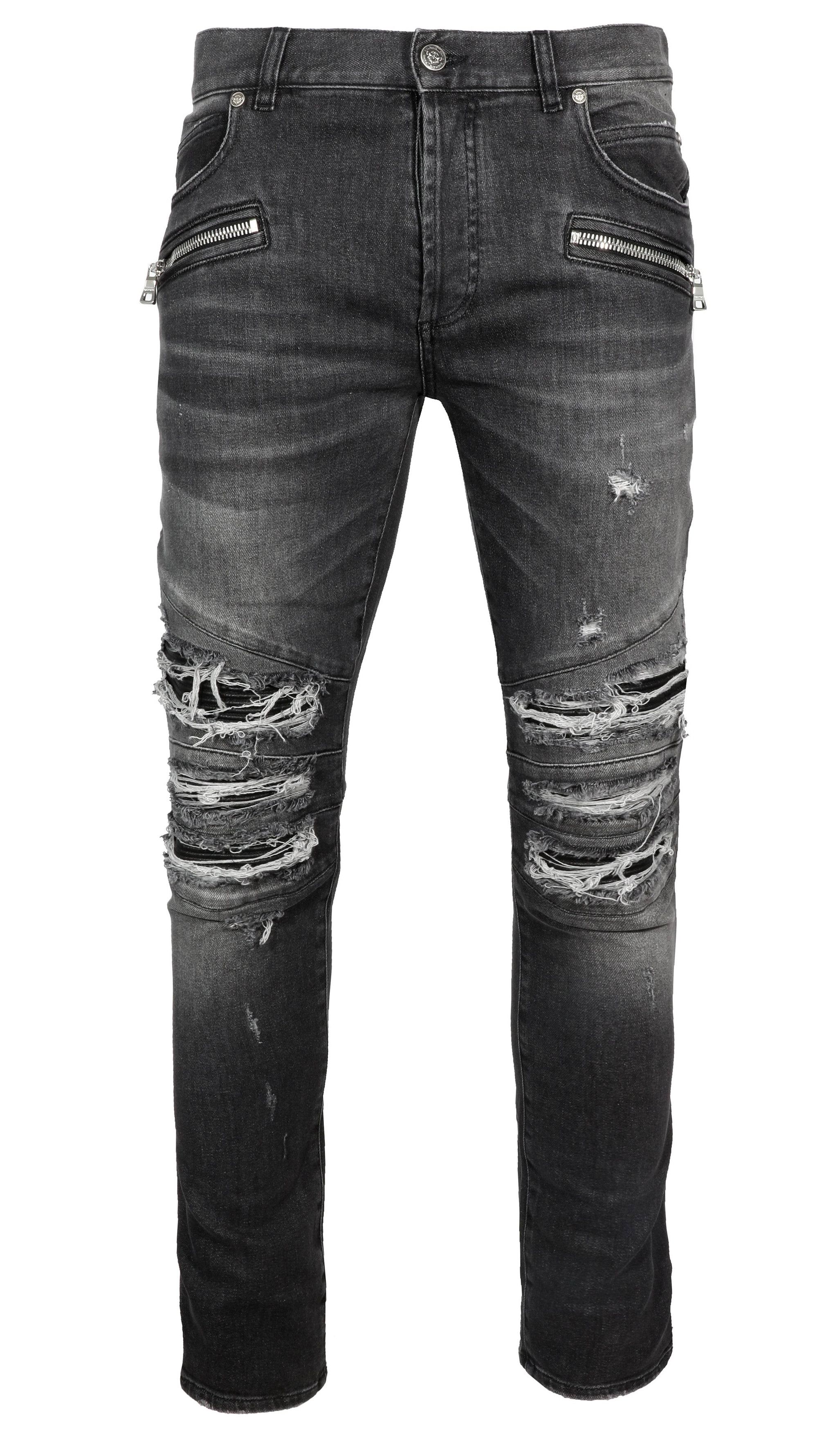 o1srvl11e0524 Ribbed Slim Jeans in Black