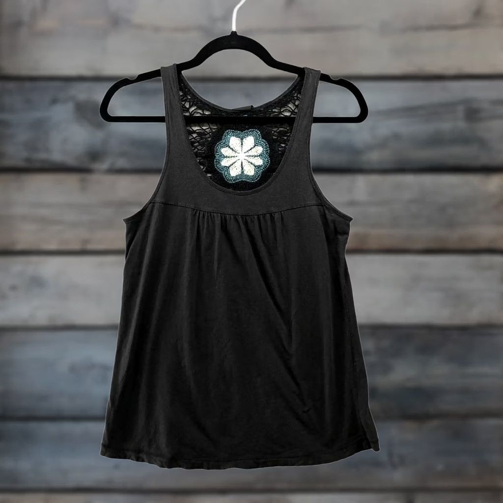 Lucky Brand VINTAGE Lucky Brand Tank Top Womens XS Crochet Embroidered Boho Black Lightweight Size XS / US 0-2 / IT 36-38 - 1 Thumbnail