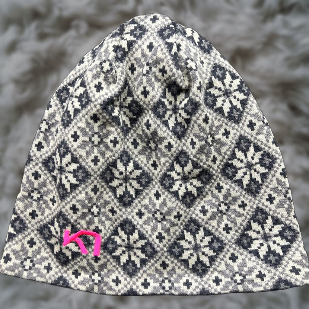 Vintage **Gray Kari Traa Women's One Size Fair Isle Wool Knit Beanie** User: Gray Kari Traa Women's One Size Fair Isle Wool Knit Beanie Size ONE SIZE - 1 Thumbnail