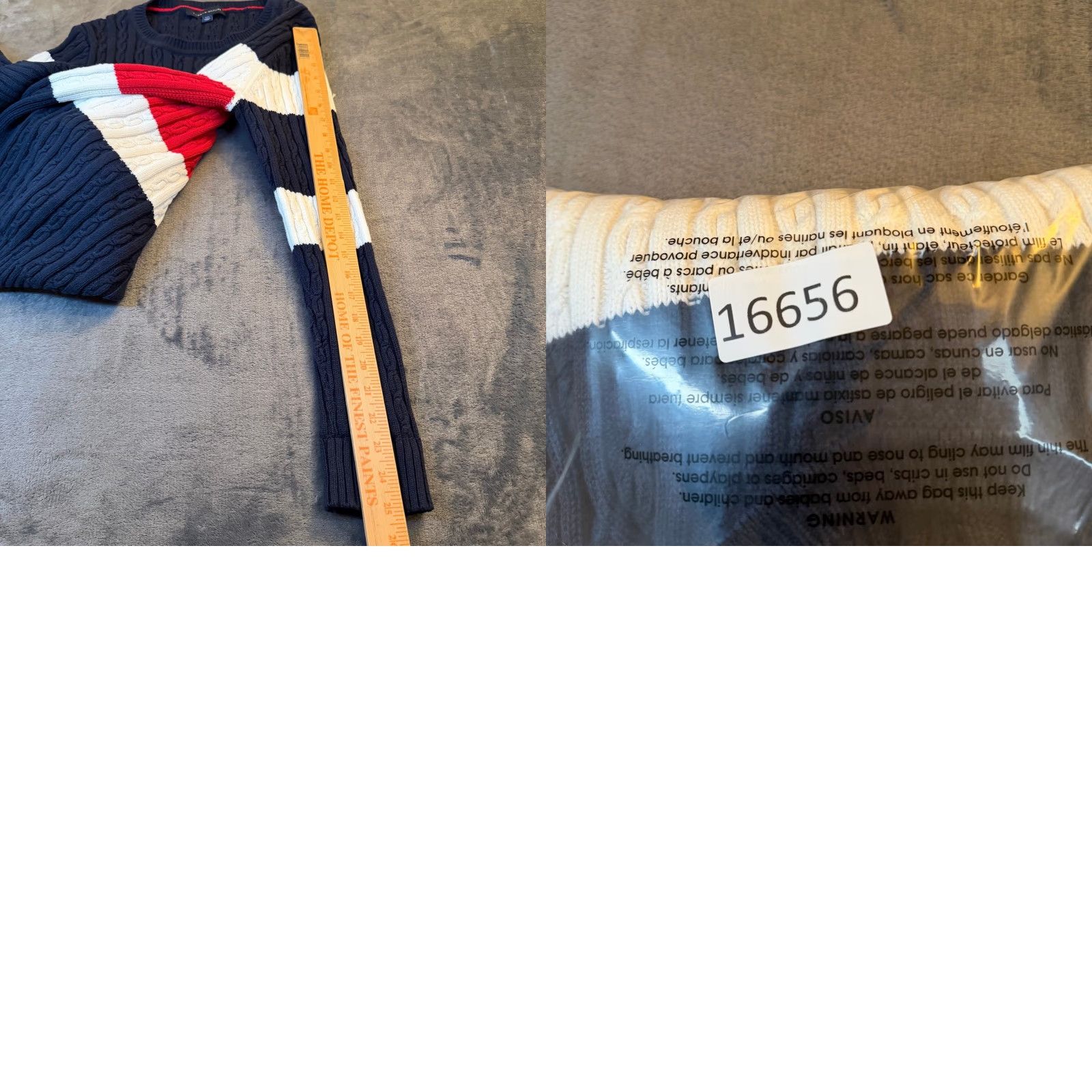 Tommy Hilfiger Tommy Hilfiger Sweater Womens Large Navy Red White Cable Knit Stripe Crew Neck Size L / US 10 / IT 46 - 8 Thumbnail